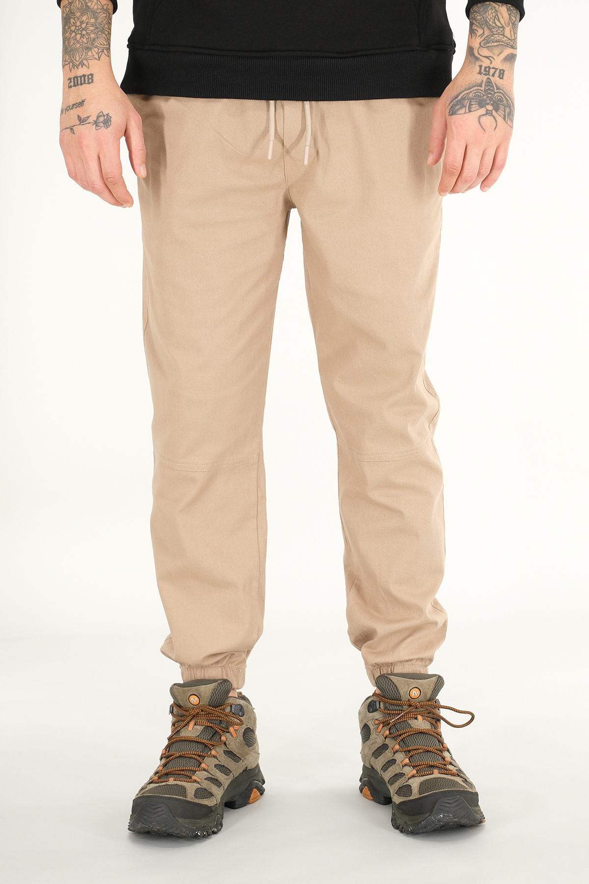 Souris Erkek Vizon Jogger Pantolon Rahat Kesim Pamuklu Lastikli Paça İpli