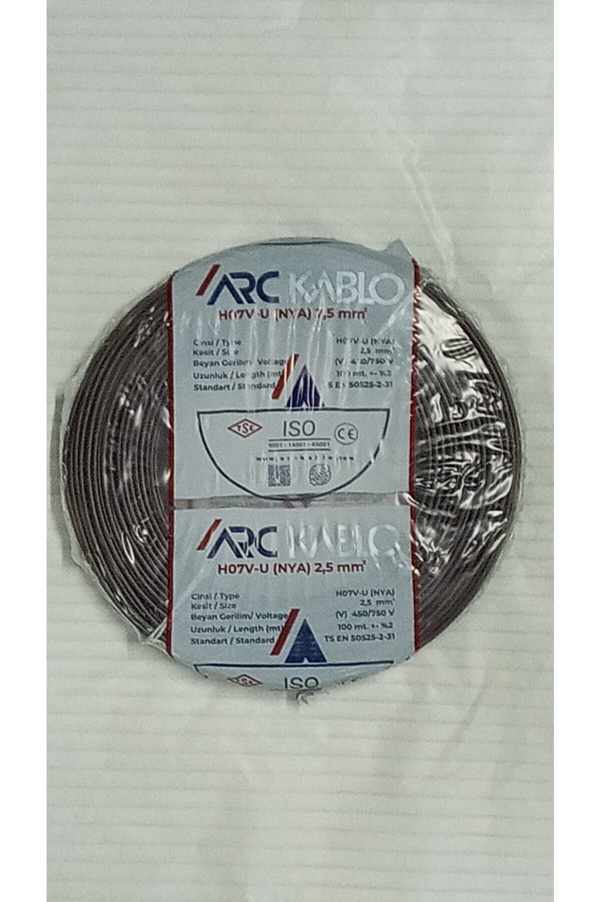 Arc 2.5 mm KAHVERENGİ Nya Kablo %100 Bakır 100 Metre Tam Kesit Tesisat Kablosu