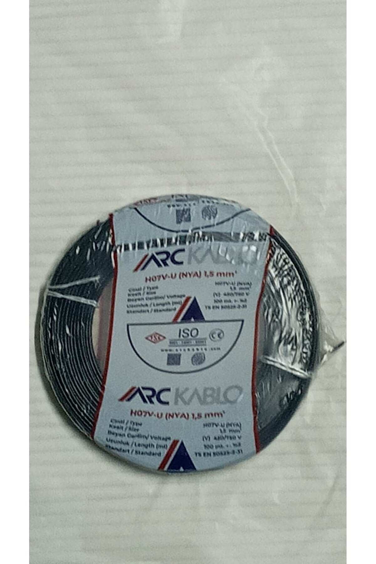Arc 1.5 mm SİYAH Nya Kablo %100 Bakır 100 Metre Tam Kesit Tesisat Kablosu - TSE - CE