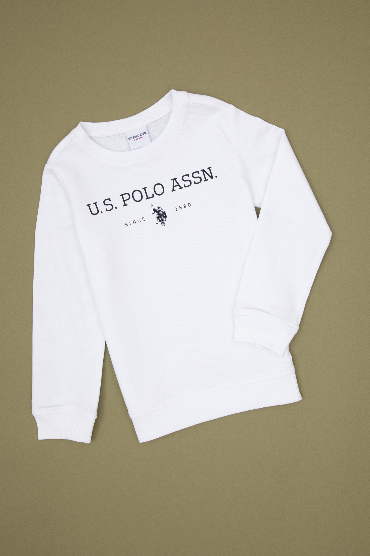 یو اس پولو سویشرت پسرانه یقه گرد سفید 50313900-VR013 یو اس پولو سویشرت پسرانه یقه گرد سفید 50313900-VR013