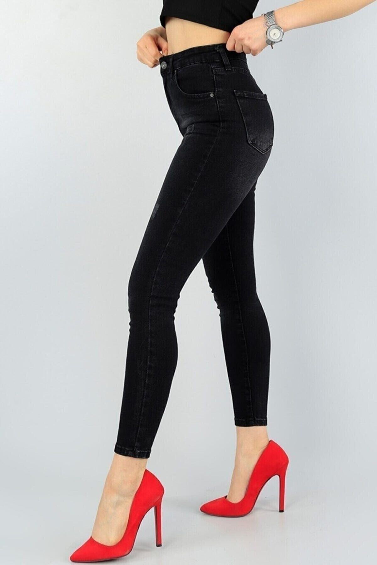 Livik Emmiy Solmayan Antrasit Skinny Jeans Toparlayıcı Kot Pantolon Incecik Gösteriyor