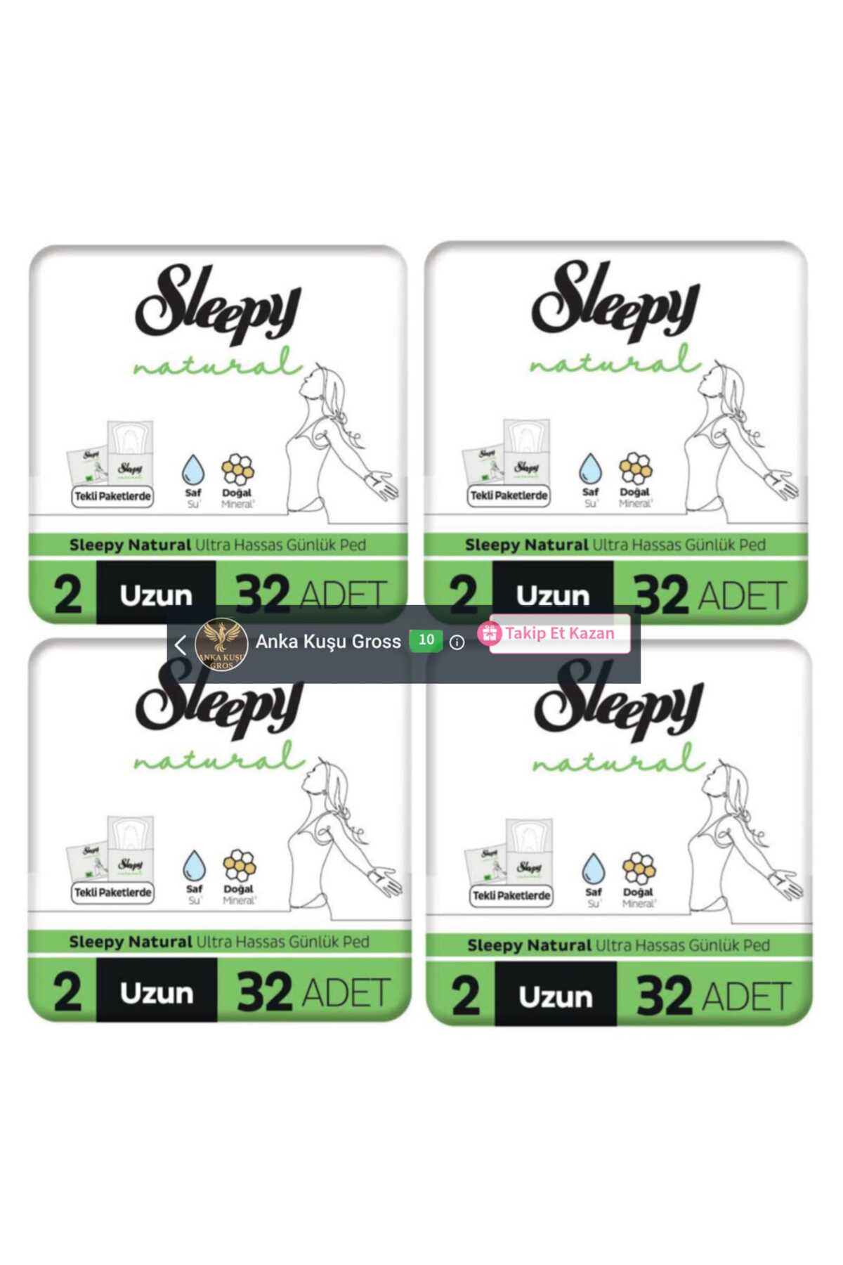 Sleepy Natural Ultra Hassas Günlük Ped Uzun 32 x 4 = 128 Adet Ped
