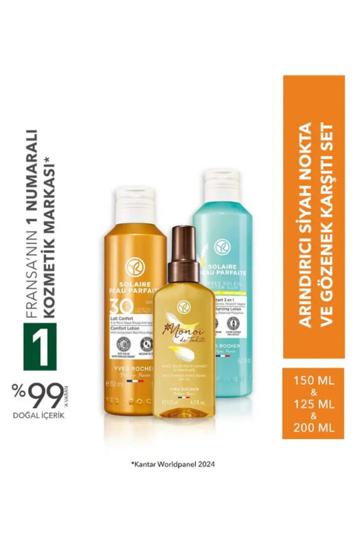 Yves Rocher Güneş Koruyucu, Güneş Sonrası Losyon ve Bronzlaştırıcı 3’lü Bakım Seti (150-125-200)