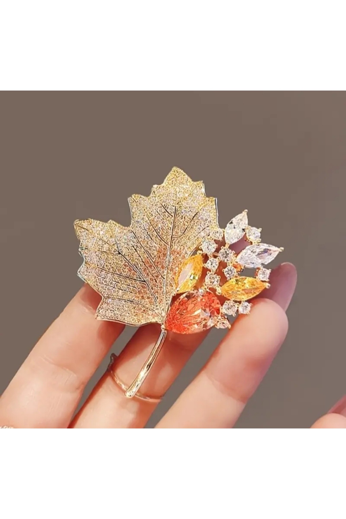 Alaçatı Öğretmenler Günü/ Akçaağaç Yaprağı Şık Broş Sonbahar - Hediye Kutulu