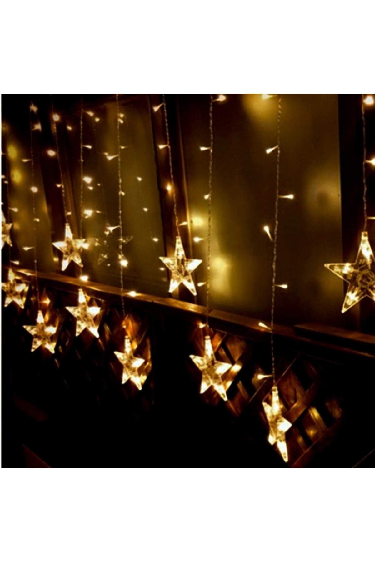 EMATTEIRO Instalație de Crăciun Tip Perdea 3.5 m, 12 Stele LED, Interconectabilă, Interior/Exterior, Alb Cald