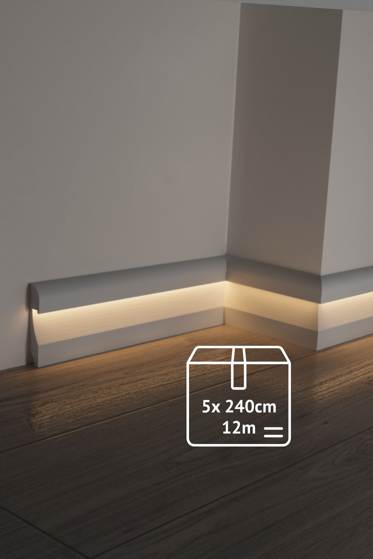 Evime Decor Ledli Süpürgelik, 11cm 5 Adet 12m Beyaz Polimer Boyanabilir ...