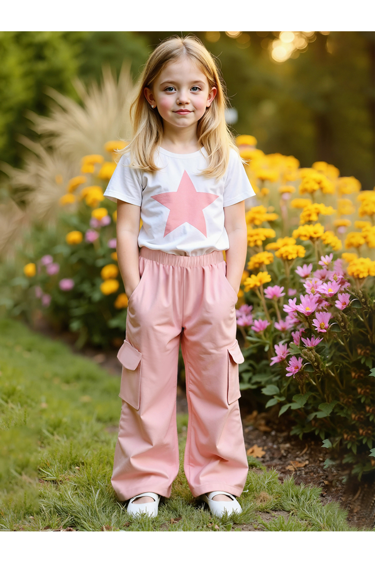 Take Two By Styli Teens Star Print T-Shirt and Cargo Pants Set