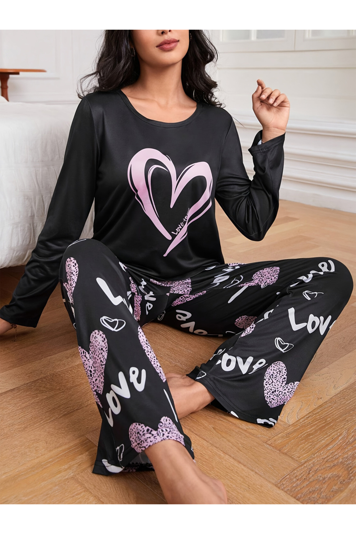 Take Two By Styli Graphic Printed Long Sleeve T-shirt with Pants Set
