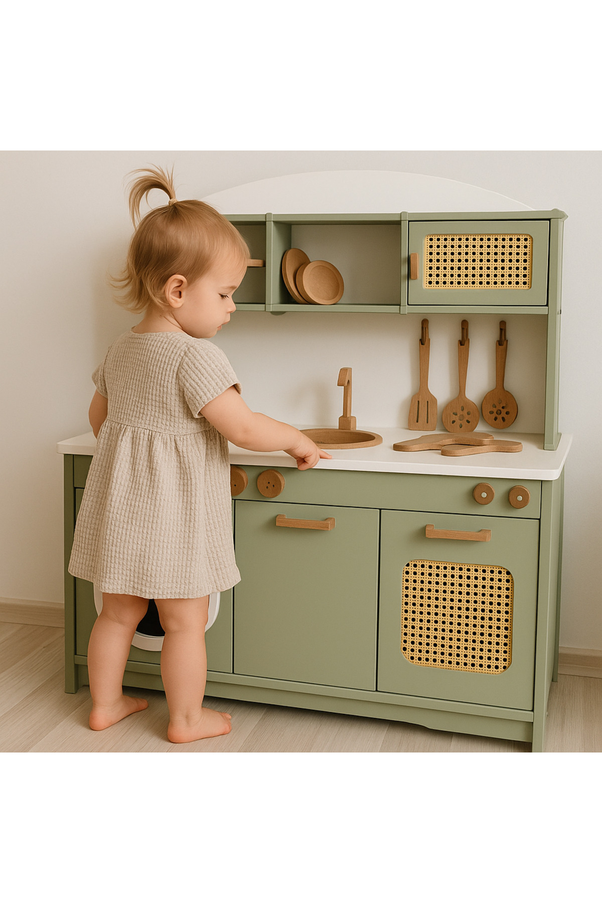 HOBBY HOUSE Ihlamur Hazeranlı Led Işıklı Yeşil Led Hediyeli Mutfak Seti fotoğrafı 3 (önizleme)