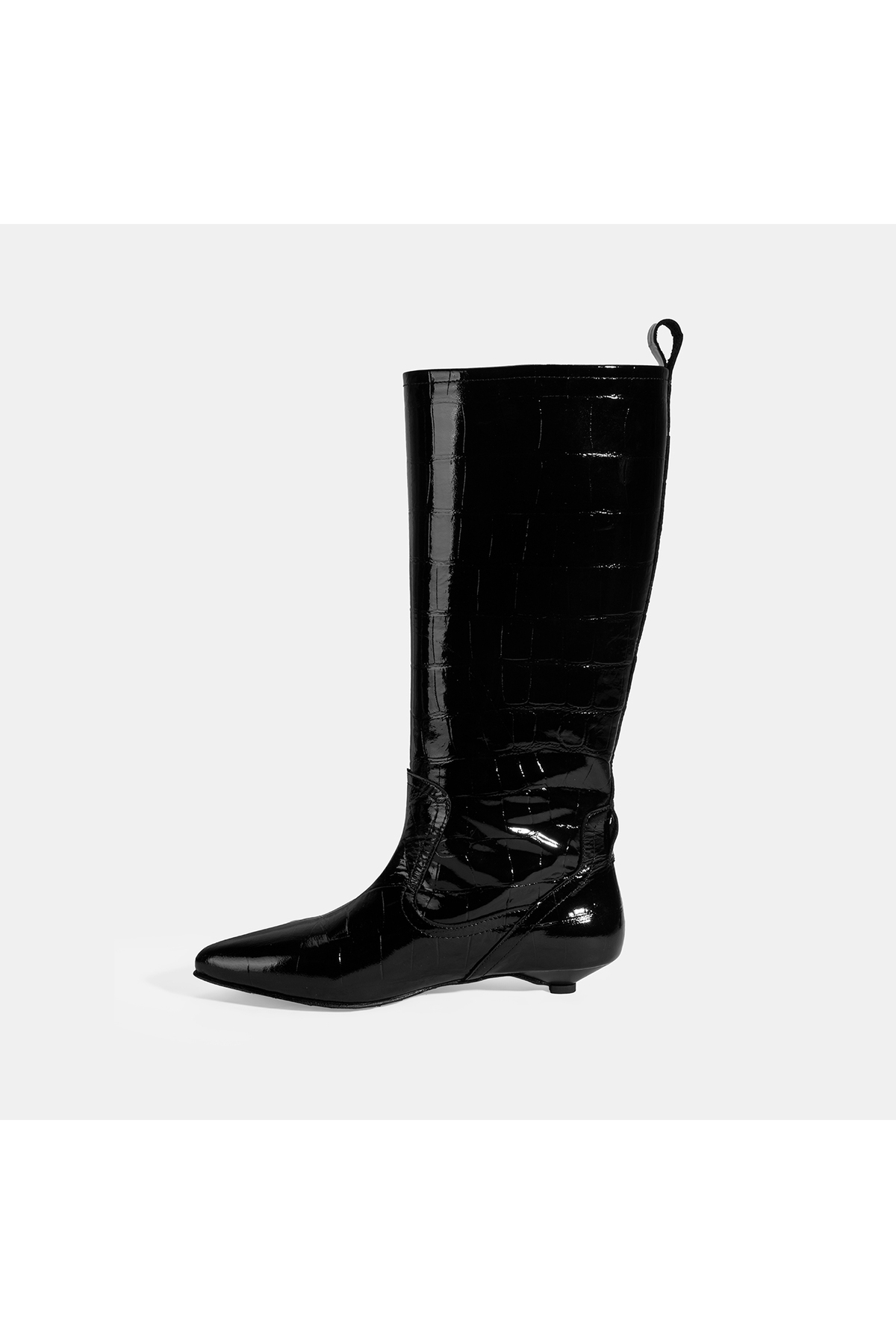 Desa  Kadın Siyah Kroko Baskılı İnce Topuklu Rugan Deri Çizme - Görsel 3