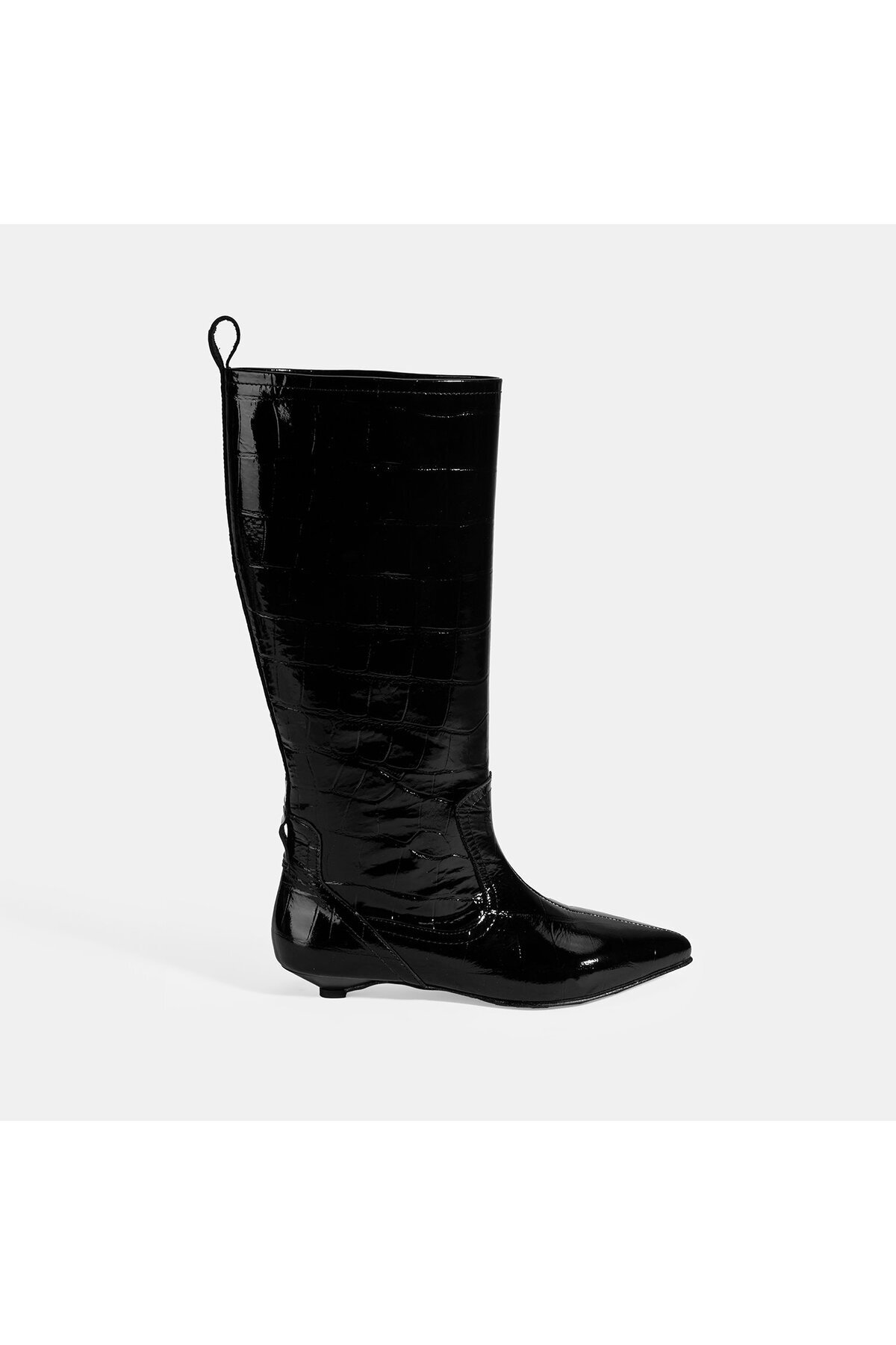 Desa  Kadın Siyah Kroko Baskılı İnce Topuklu Rugan Deri Çizme - Görsel 2
