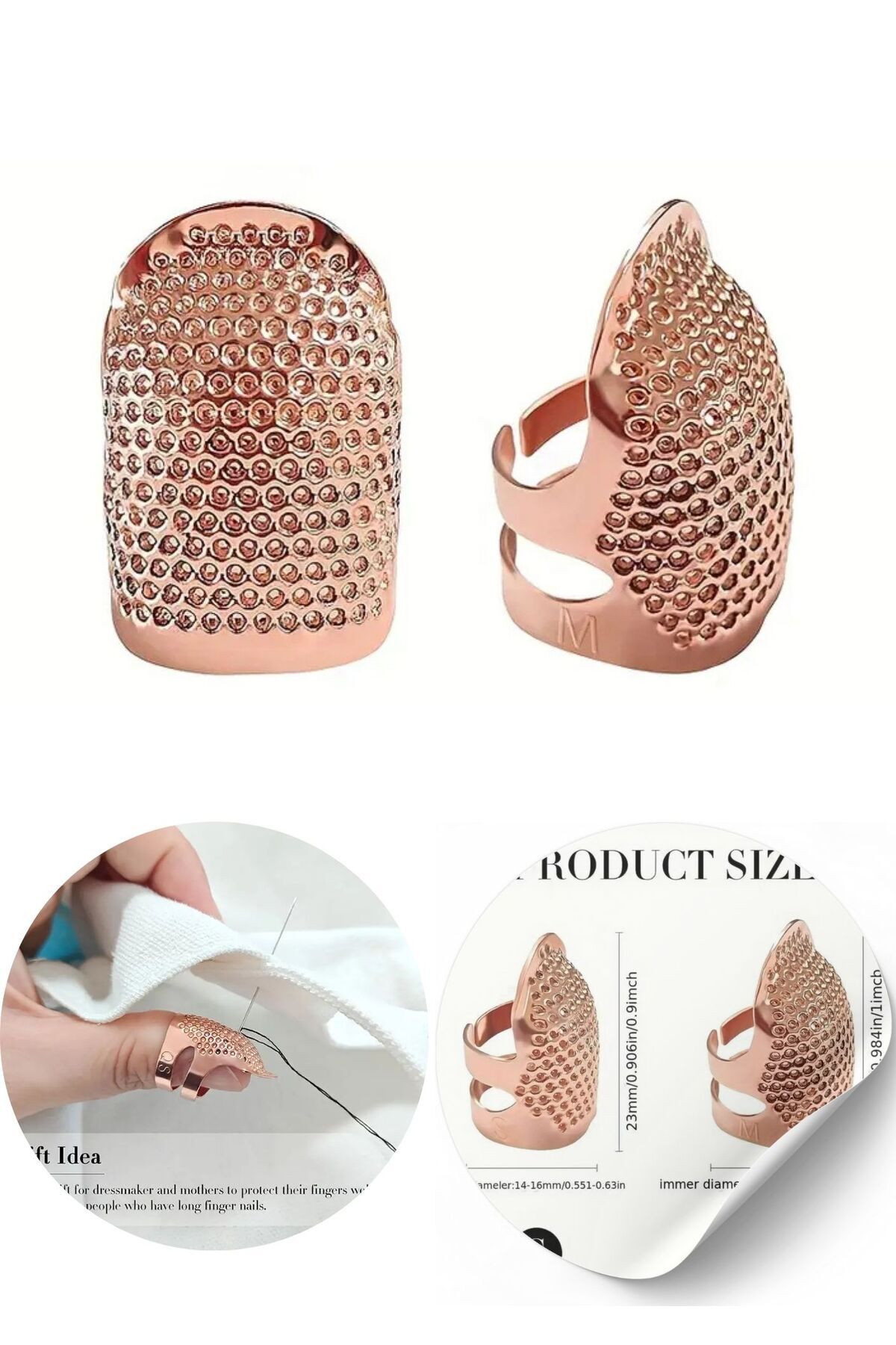 Kardelux Rose Metal Dikiş Yüksüğü - Metal İğne Parmak Koruyucu - 2 Adet