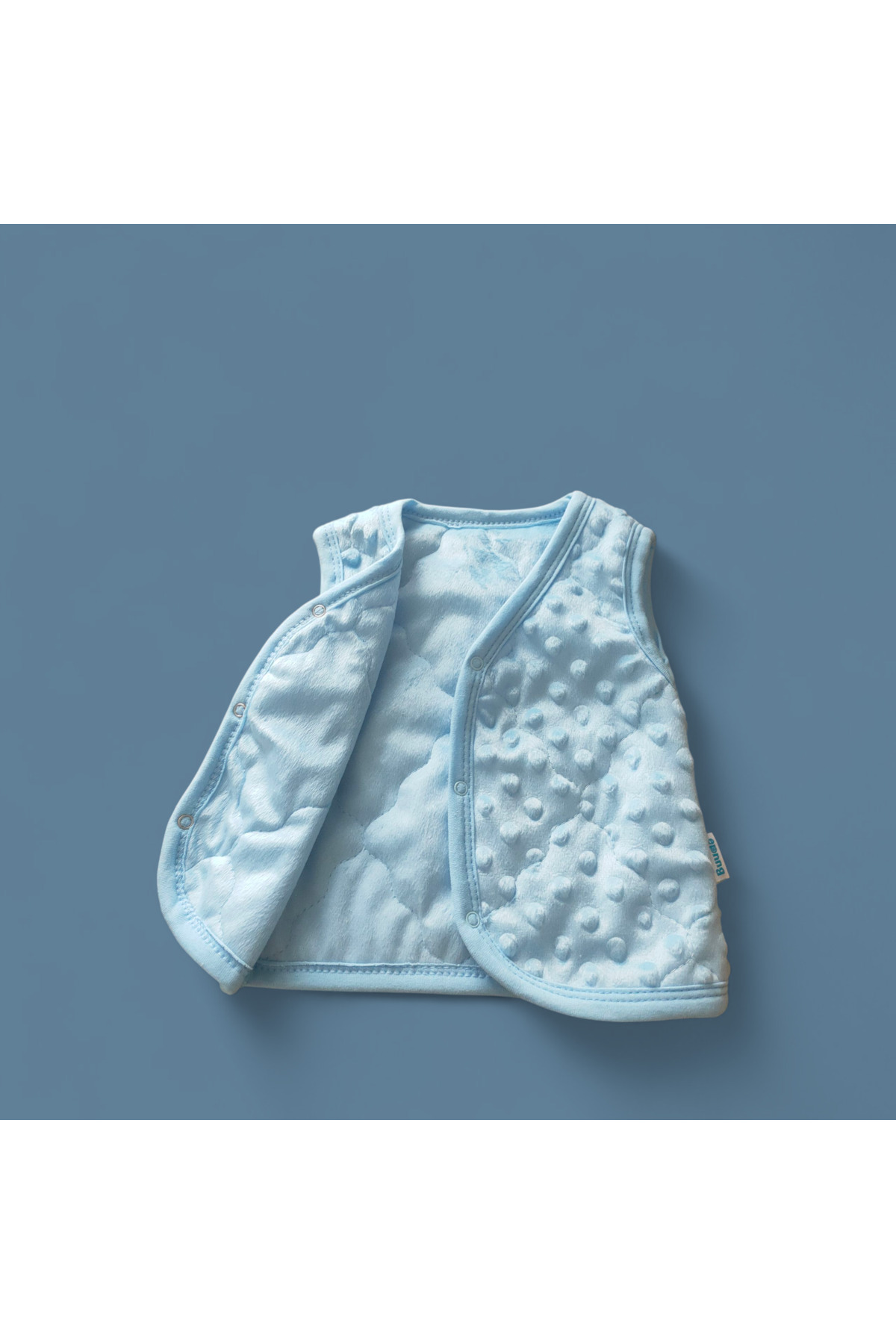 Ercahome tekstil Bebek Yeleği kapitone biyeli mavi erkek yelek fotoğrafı 2 (önizleme)