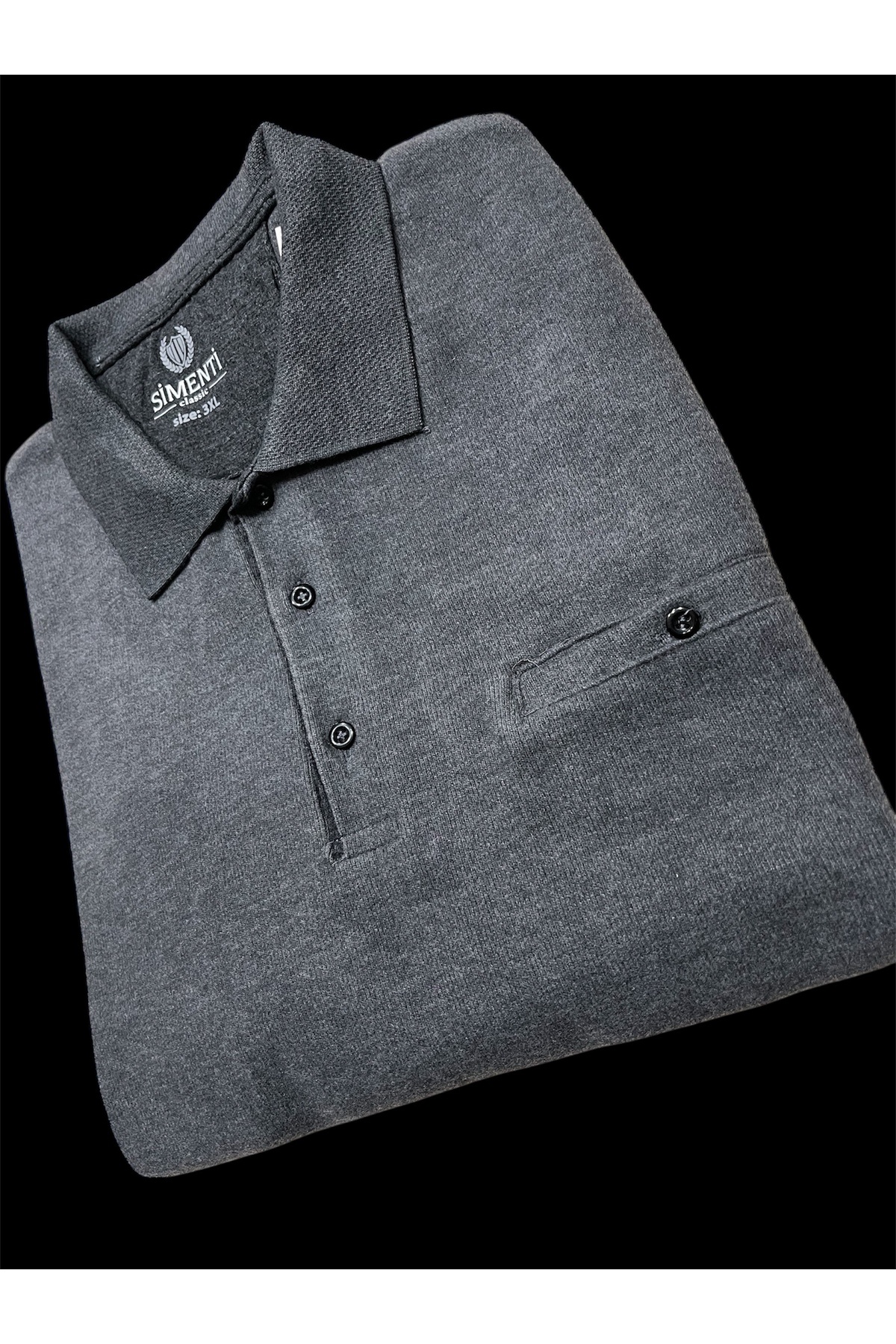 BÜYÜK BEDEN,TÜYLENMEYEN (3XL-4XL-5XL-6XL) ,PAMUKLU ,POLO YAKALI, CEPLİ, BABA KAZAĞI. — خاکستری griselanik — تصویر 2 از 4