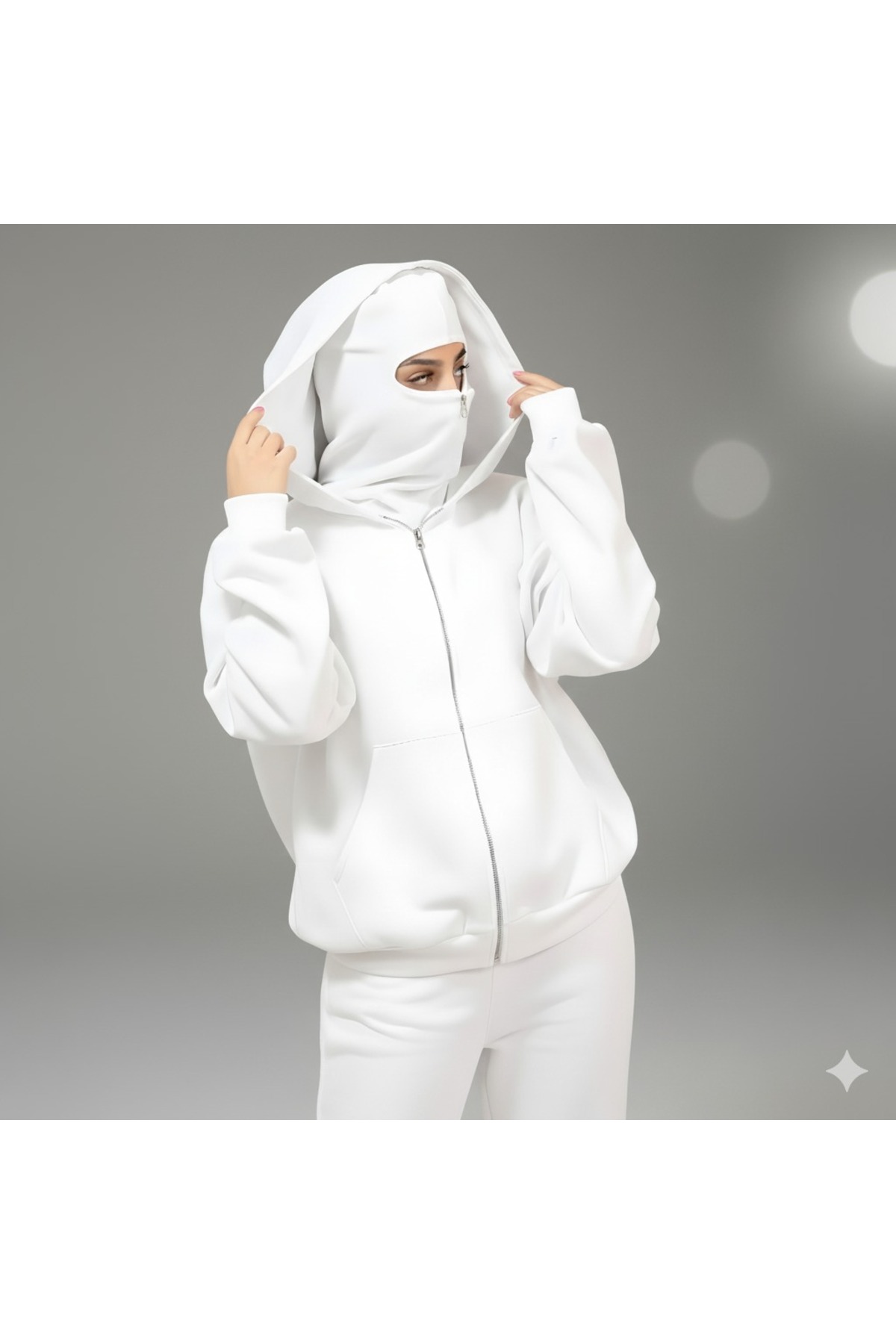 هودي نسائي بسحاب مع حماية للوجه