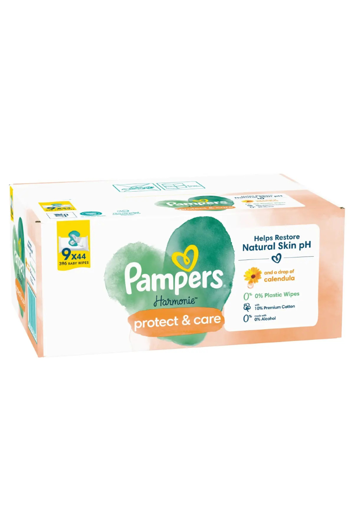 Pampers Servetele umede Harmonie Protect & Care, 9 Pachete x 44