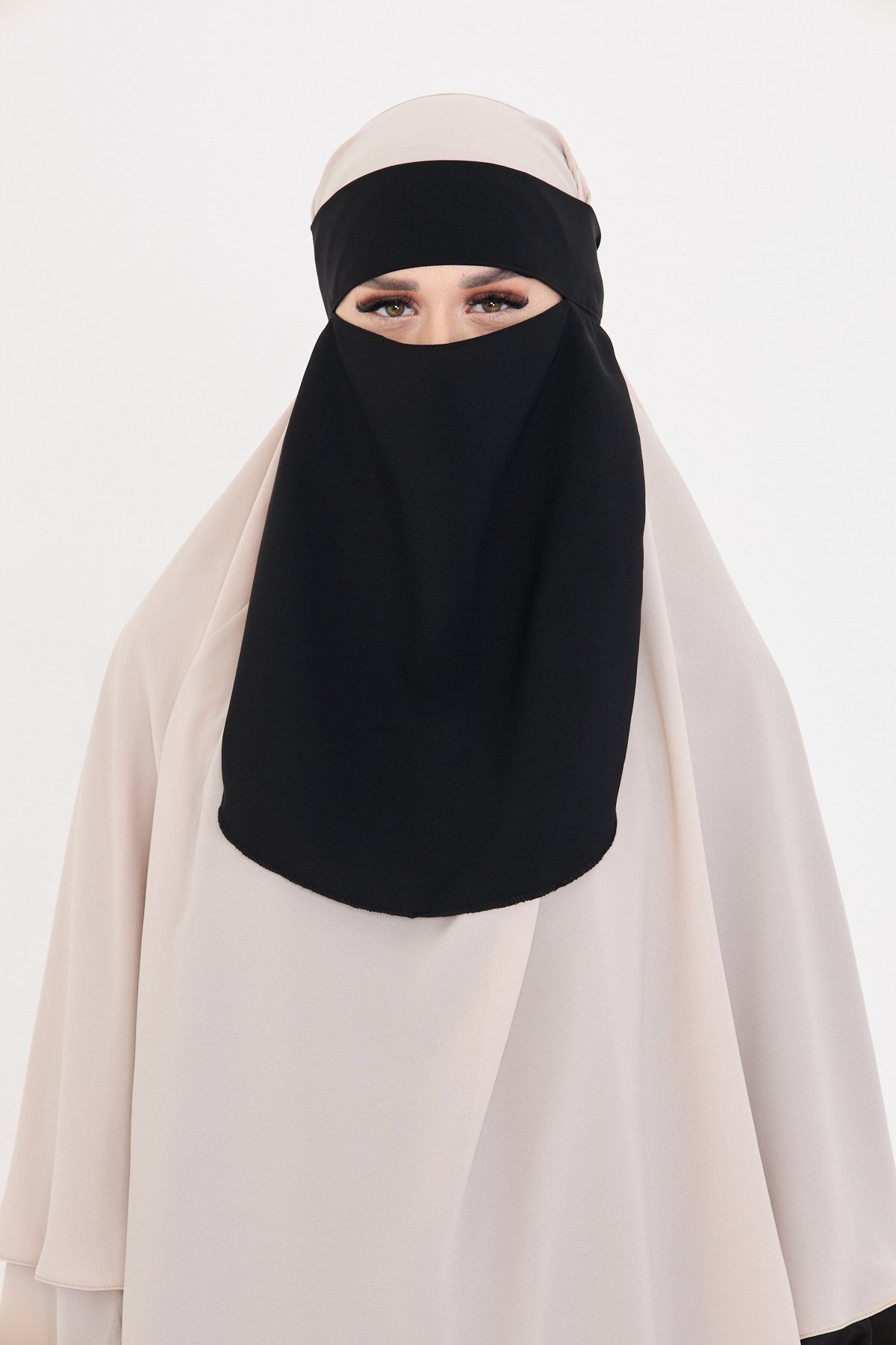 Black Hijab Single Layer Veil Medina Silk Tie Back 1026_01