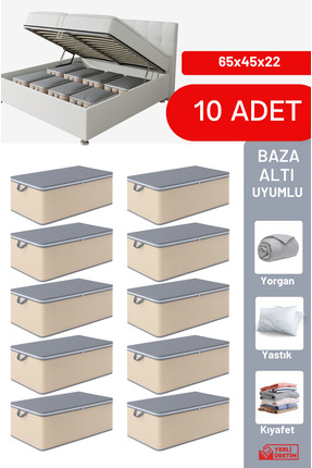 EVSELLA 10'lu Set - Geometrik Çizgili Büyük Boy Baza Altı & Çekyat Altı Hurç ...