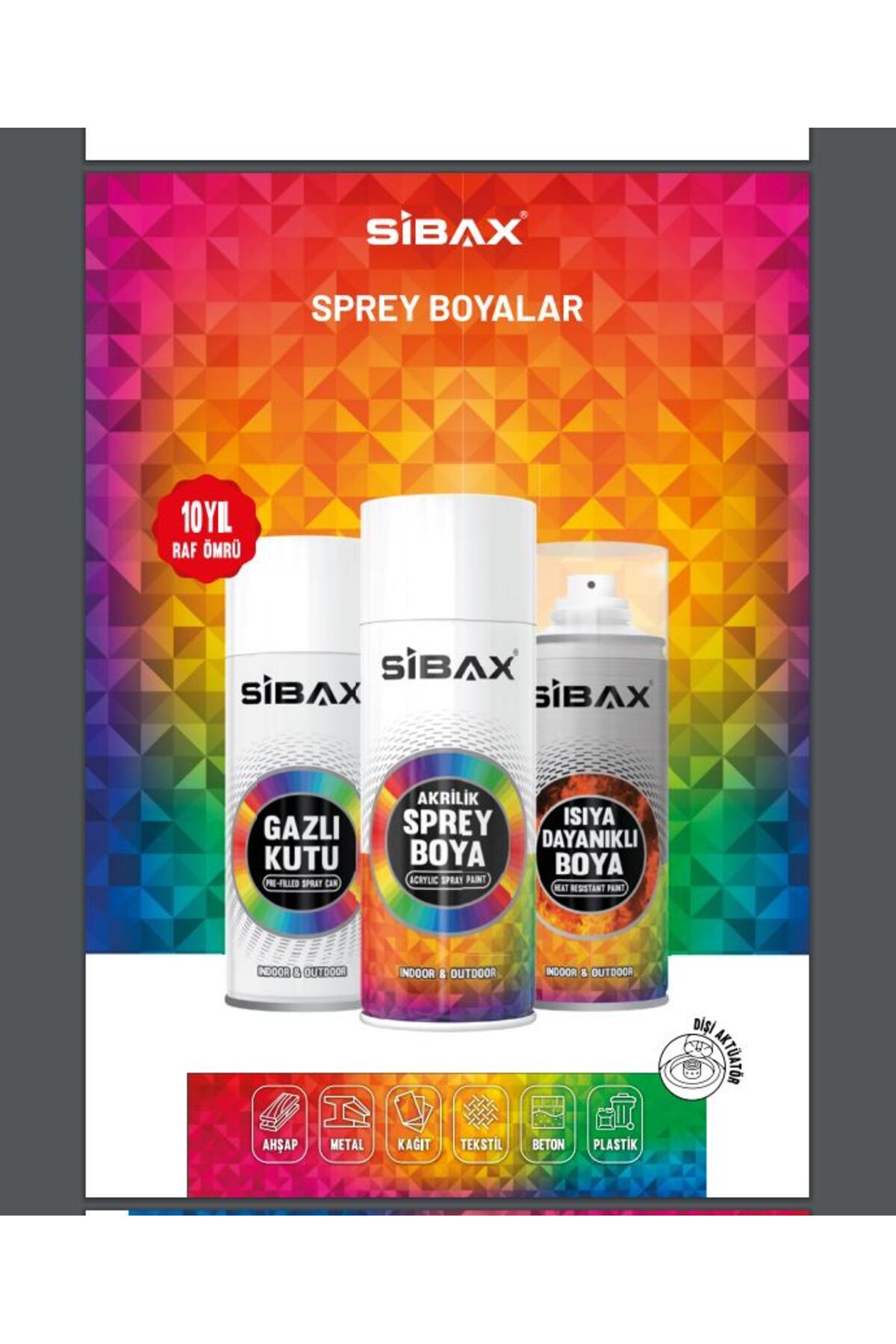 Sibax Akrilik Sprey Boya Metal - Ahşap - Cam - Plastik- Beton 400 Ml