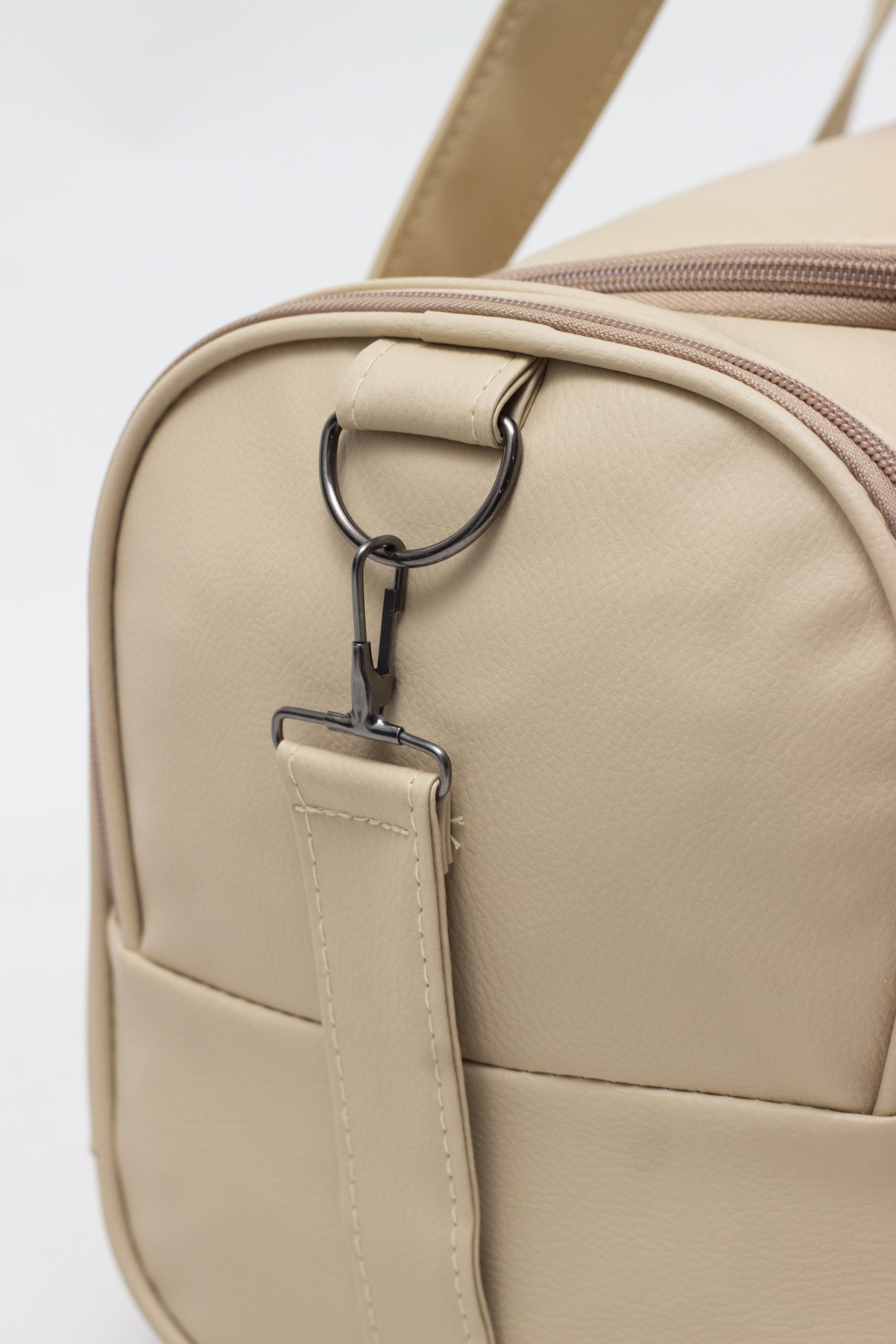 KAFF  Bej Suni Deri Yan Ayakkabı Bölmeli Unisex Geniş Hacimli Seyahat Spor Fitness Spor Çantası - 00124 - Görsel 7