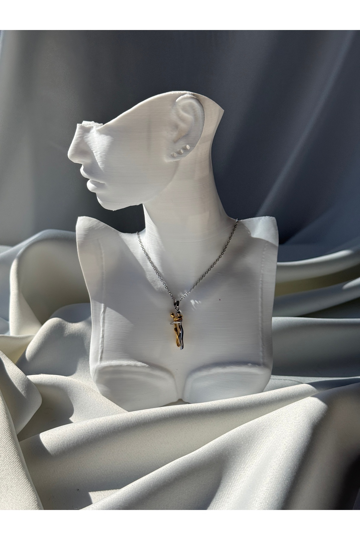 Couple Sevgili Çift Çelik Kolye 45cm