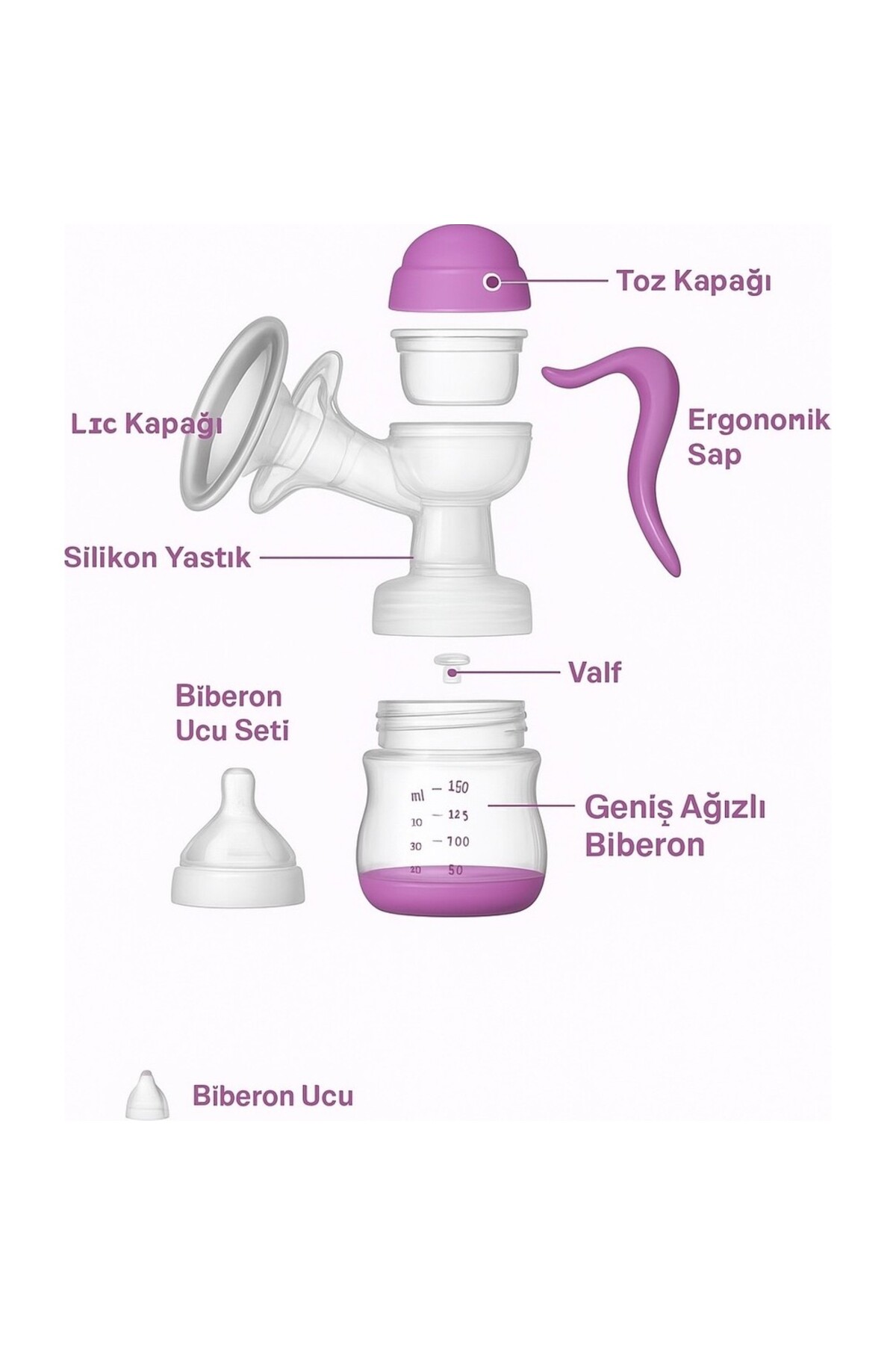 Diamond Mama Diamond Anne Mama Manuel Göğüs Pompası Doğal Emzirme Masajlı Konforlu ve Güvenli Süt Emzirme Deneyi fotoğrafı 2 (önizleme)