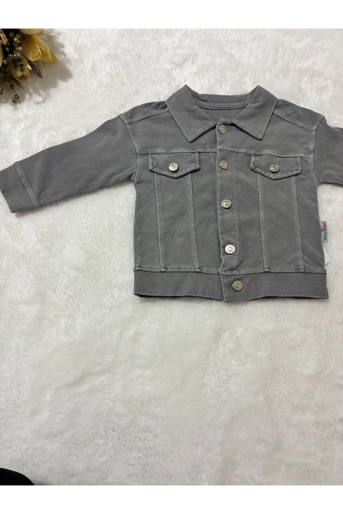 Tuembaby %100 Pamuk Unisex Uzun Kollu Yumuşak Kot Ceket fotoğrafı 5 (önizleme)
