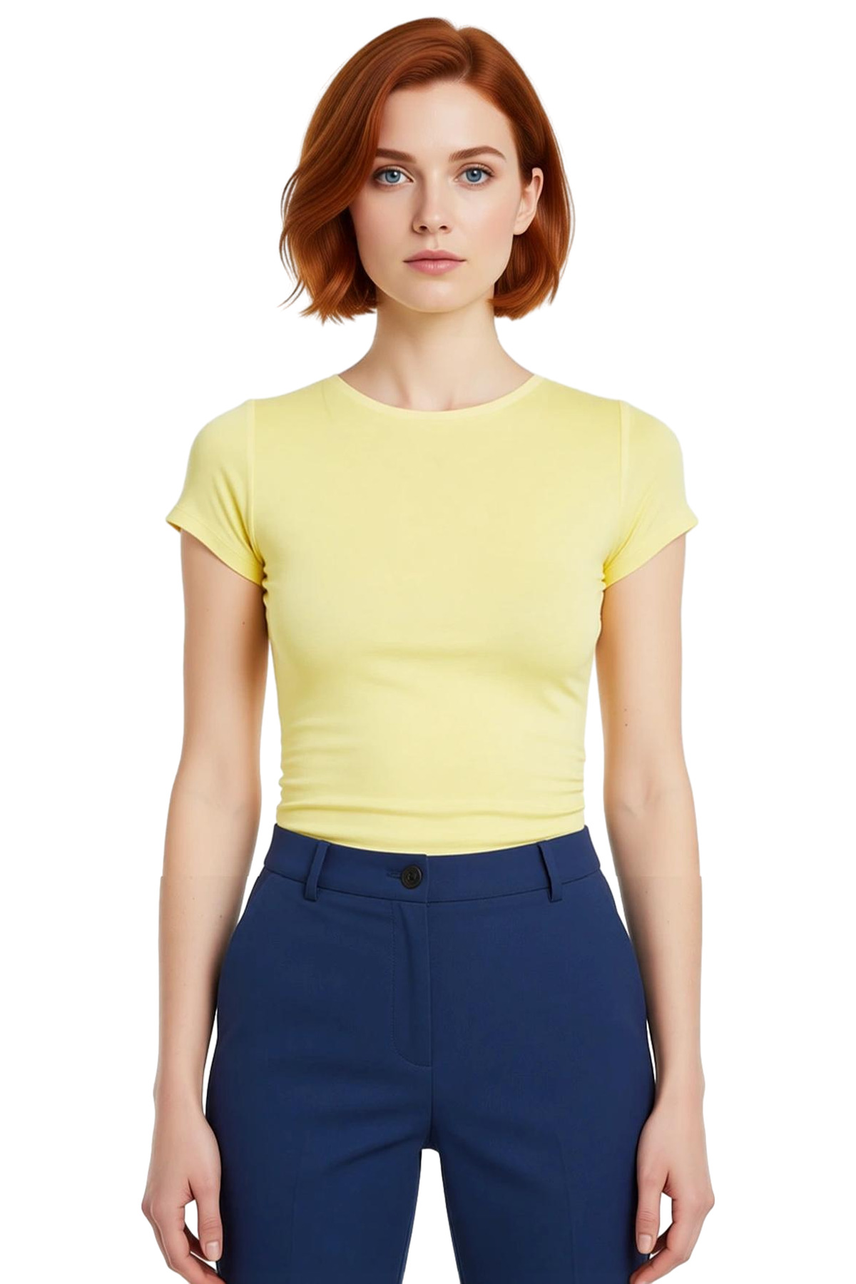 Yazlık Crop Bisiklet Yaka Fitted Viskoz Bluz Günlük Stil Uzun Ömürlü Zarifane Tasarım Premium Kalite