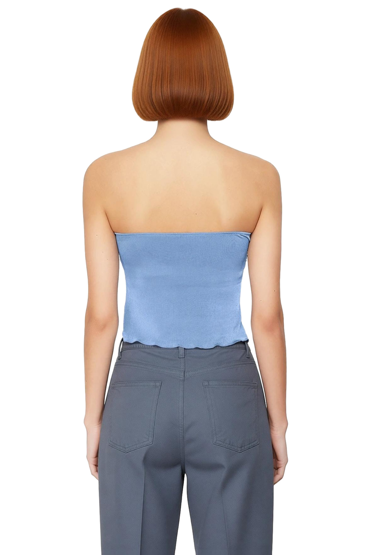 Kadın Straplez Crop Örme Bluz Buzzy Dokuma Polyester Yazlık Günlük Seçkin Malzeme Dayanıklı