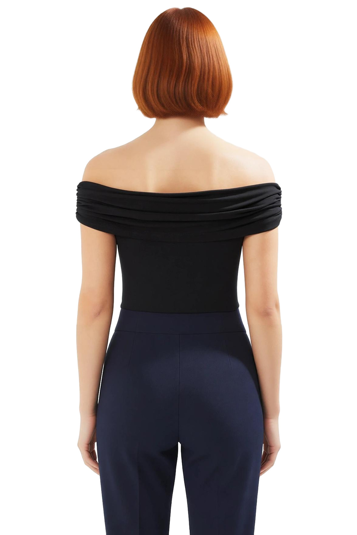 Kadın Kısa Kollu Fitted Örme Bluz Carmen Yaka Günlük Stil Premium Kalite Modern