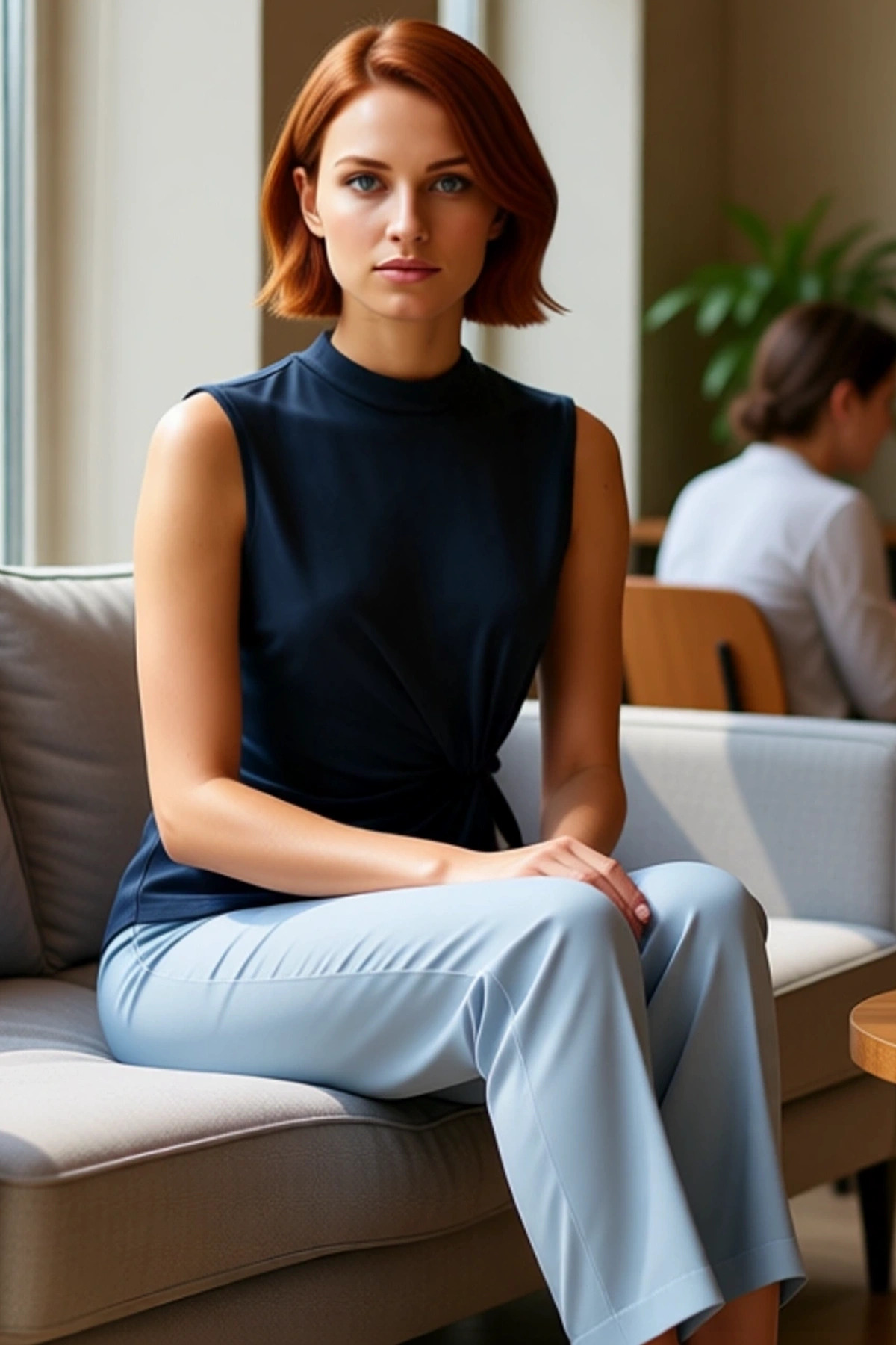Kadın Asimetrik Kolsuz Örme Bluz Modal Polyester Günlük Şık Özenle Seçilmiş Kaliteli İşçilik
