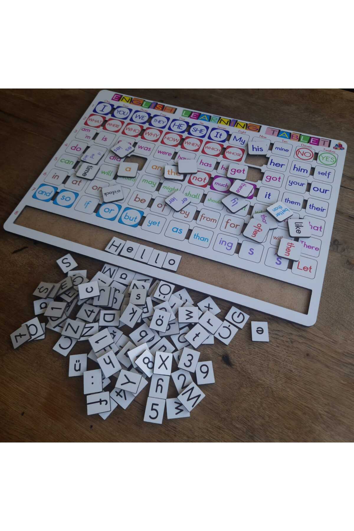 مجموعه آموزشی تبلت چوبی سفید یادگیری زبان انگلیسی