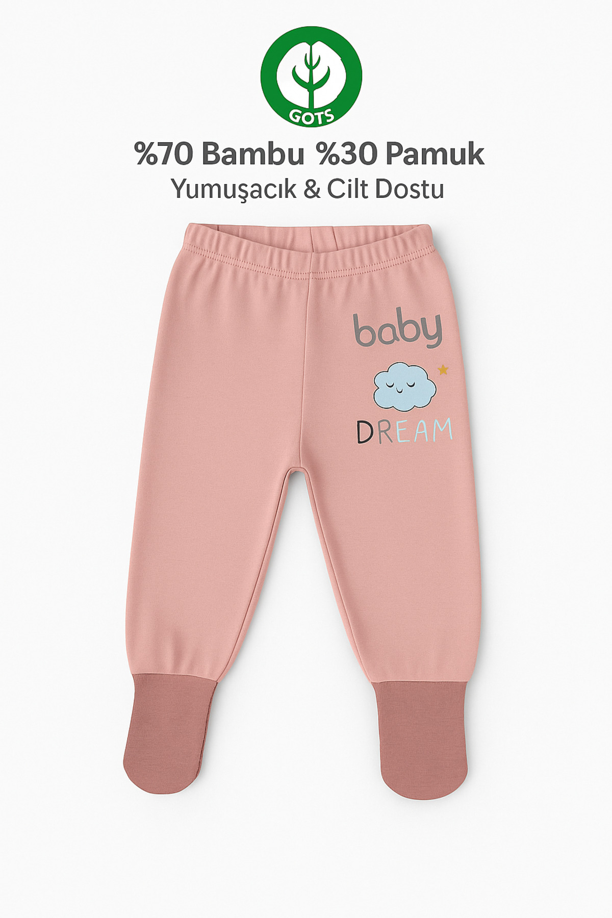 Melekpare Bebek&Çocuk Organik Patikli Pantolon Kendinden Çoraplı Alt Pijama Mevsimlik Pamuk 2'li Set fotoğrafı 4 (önizleme)