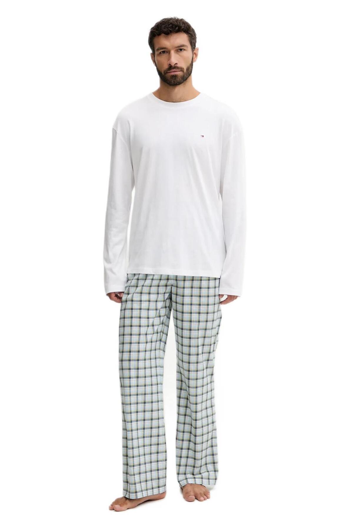 تامی هیلفیگر ست لباس خواب مردانه آستین بلند سفید بافته شده UM0UM03663