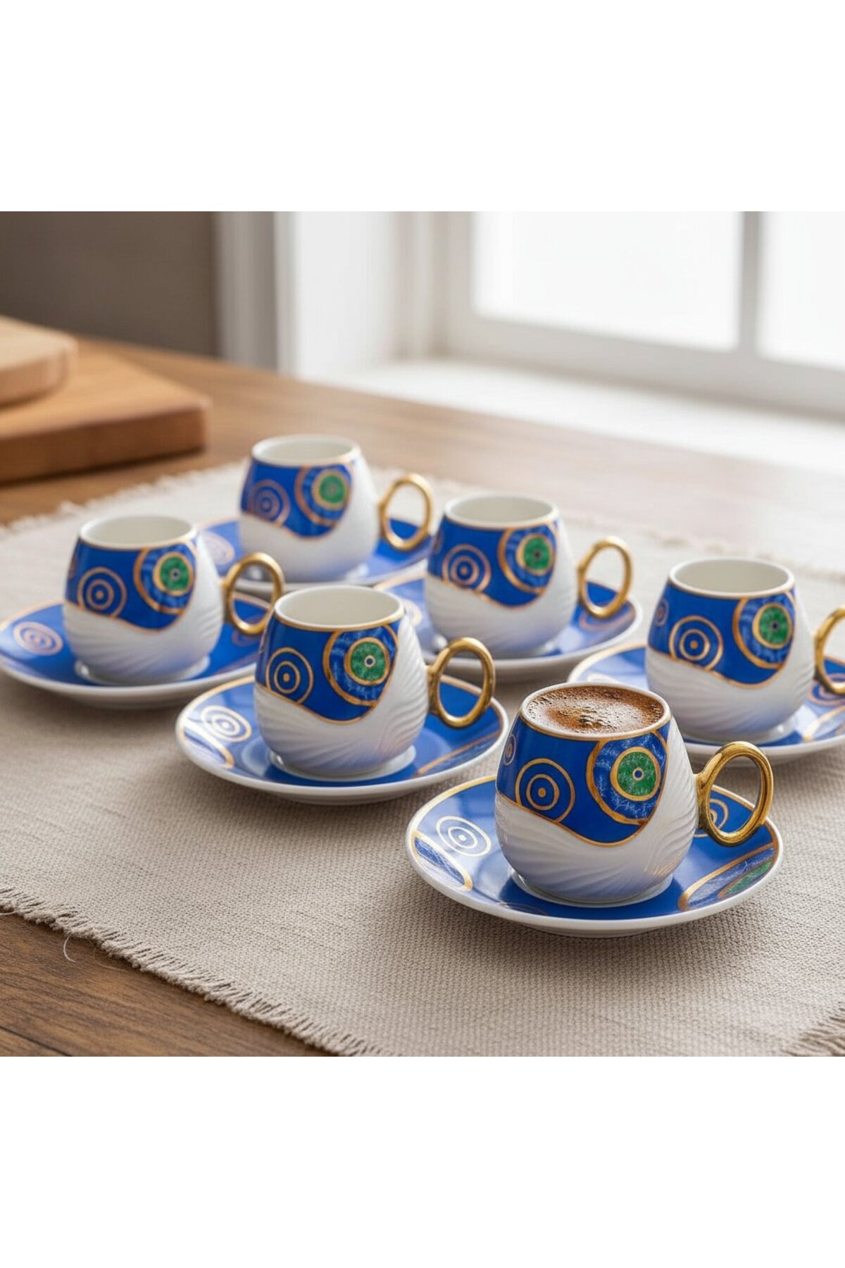 FAIR HOME Evil Eye Nazar Boncuğu Desenli 6 Kişilik Porselen Fincan ...