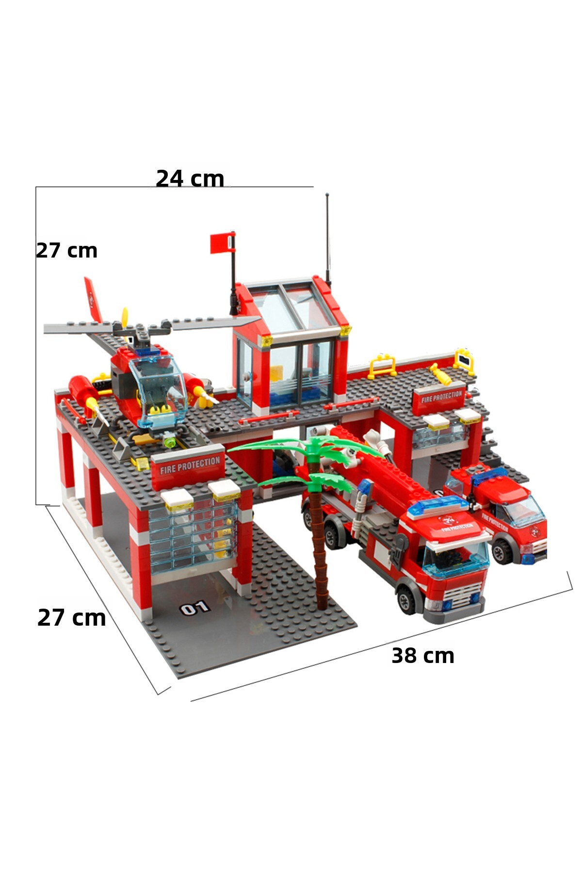 بدون جعبه HUIQIBAO ۷۵۶ تکه بلوک‌های ساختمانی مدل ایستگاه آتش‌نشانی، کامیون، هلیکوپتر، آتش‌نشان، شهر E