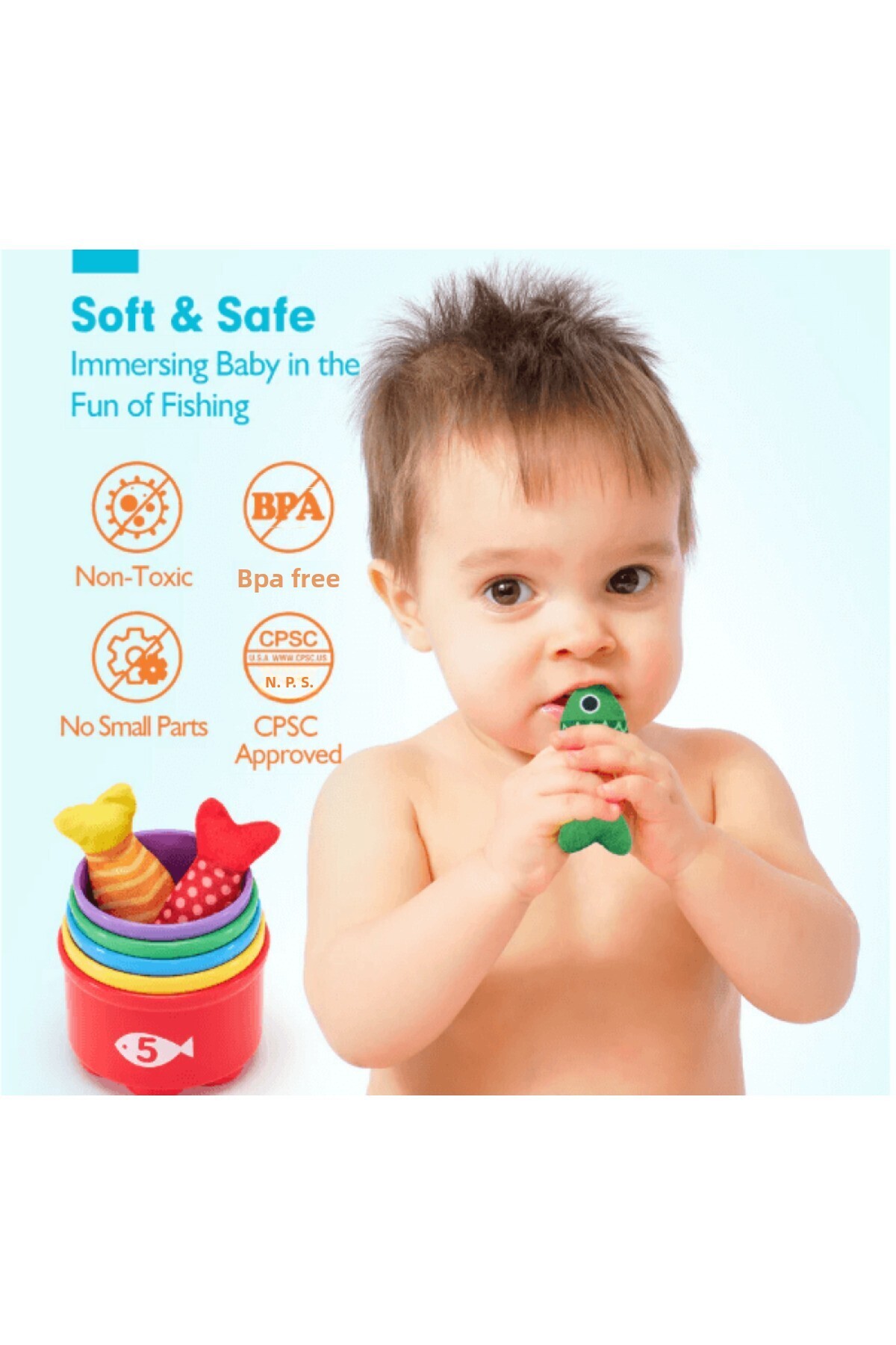 بازی مونته‌سوری ماهیگیر اسفنجی – ست ماهیگیری ۲۲ تکه