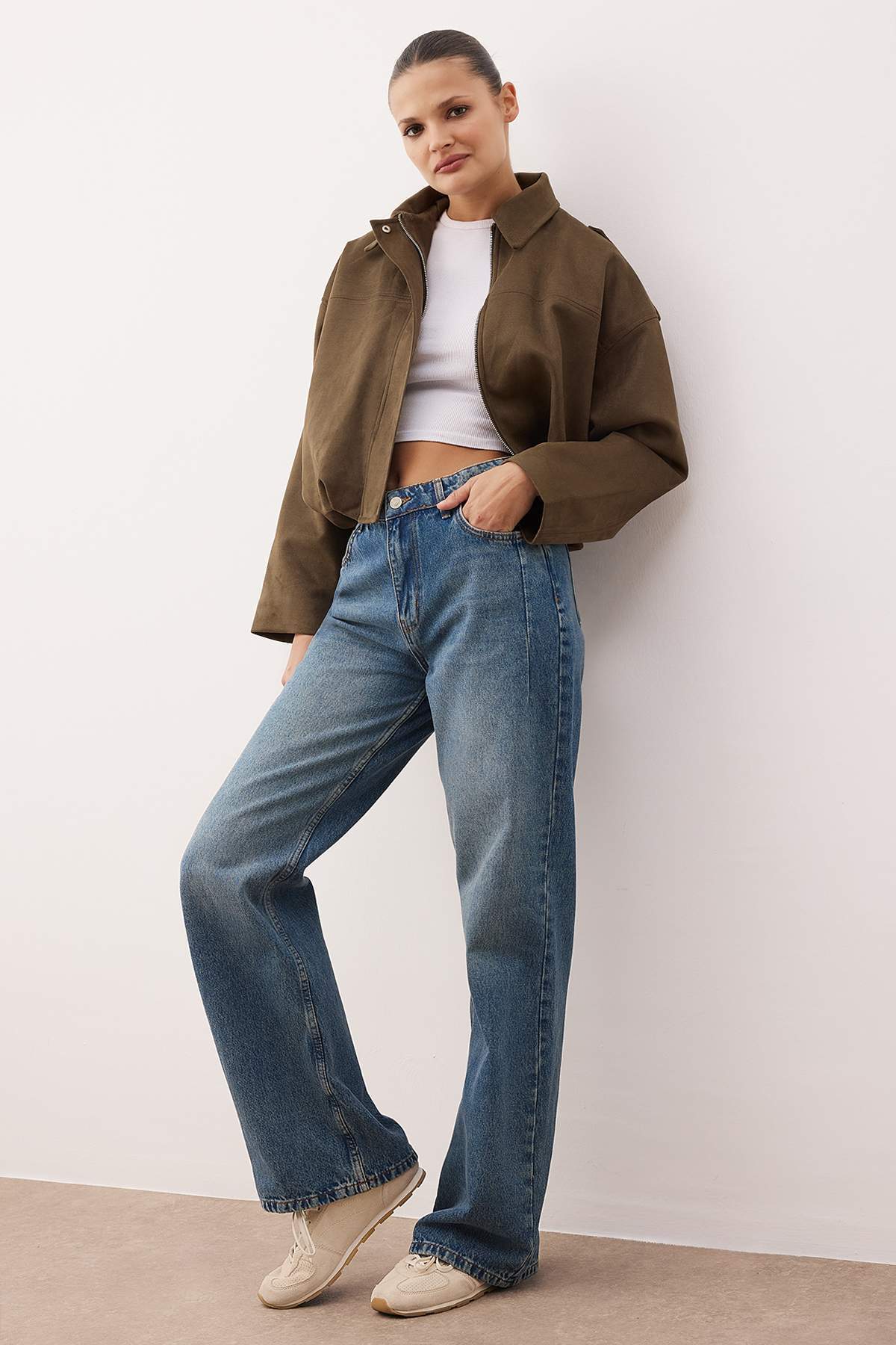 Trendyolmilla  Mavi*001 Yüksek Bel Wide Leg Jeans TWOAW23JE00345 - Görsel 3