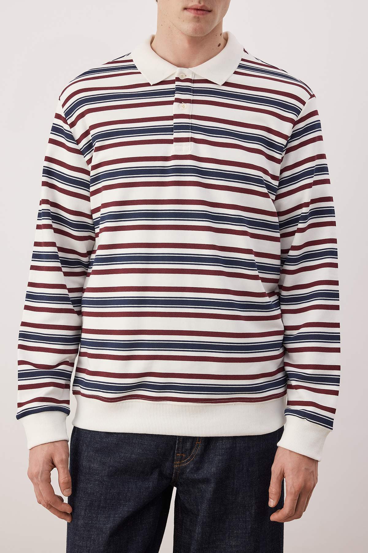 Trendyolmilla  Lacivert Regular/Normal Kesim Polo Yaka Örme Sweatshirt TMNAW26SW00054 - Görsel 3