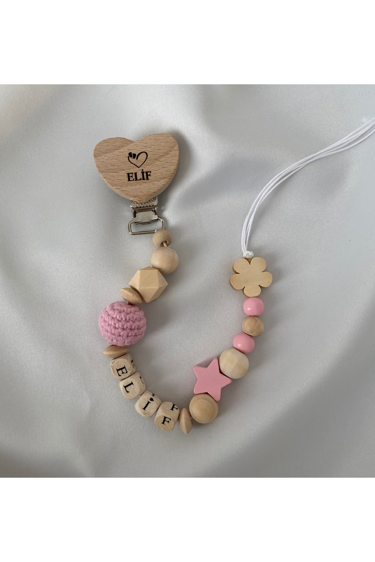 tiny wood Doğal Ahşap Emzik Zinciri - İsimli Emzik Askısı Ahşap Emzik Zinciri Emzik Tutucu Bebek Hediyesi fotoğrafı 4 (önizleme)