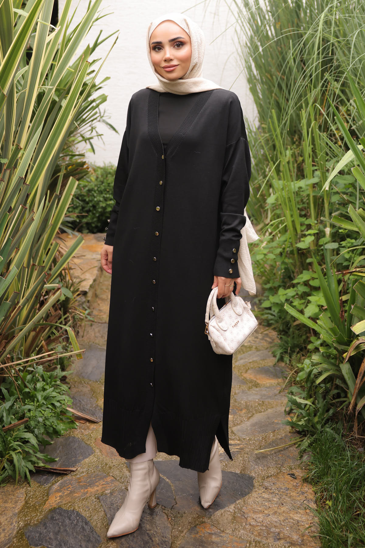 İmajButik Siyah Soğuk İplik Triko Hırka