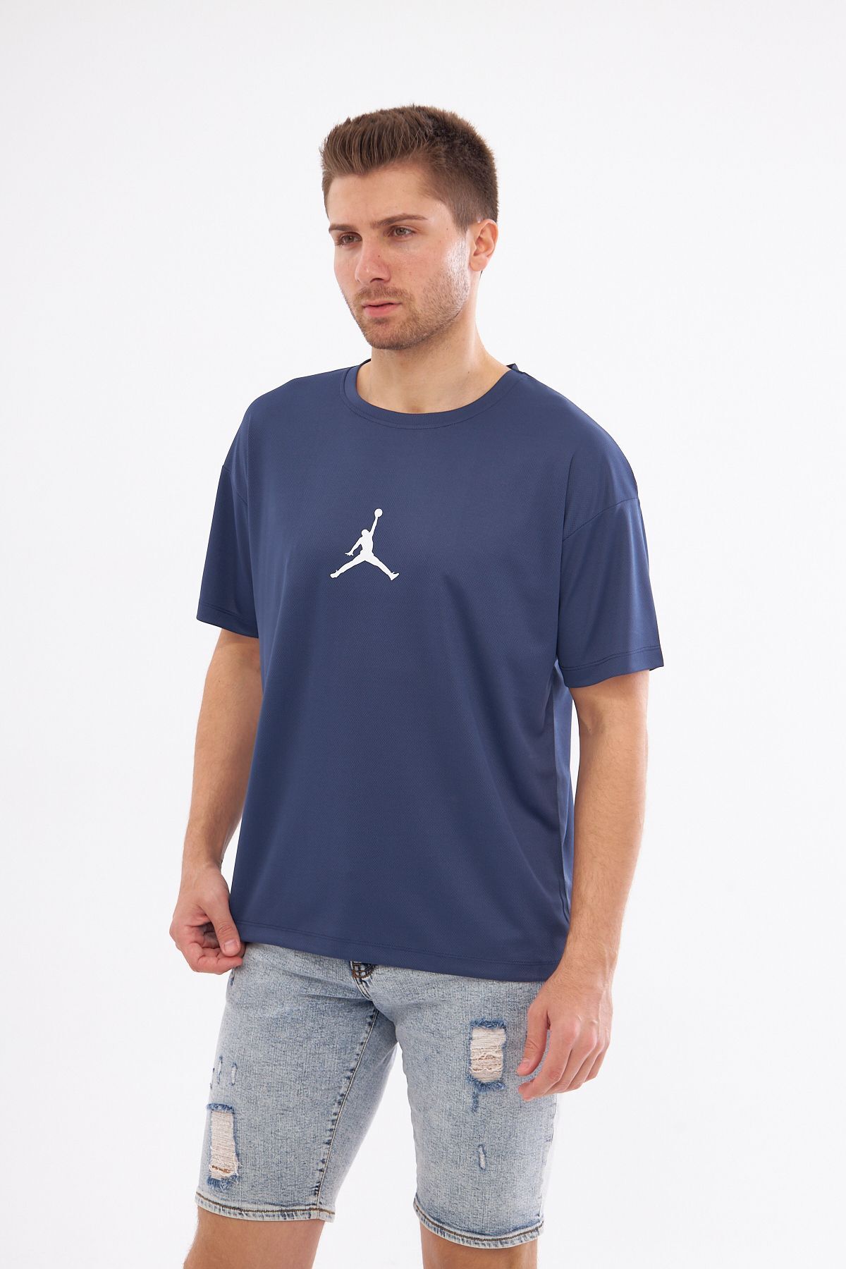 YÜKSEL IŞIK  Spor T-shirt Erkek Lacivert Renk Baskılı Yuvarlak Yaka - Görsel 5