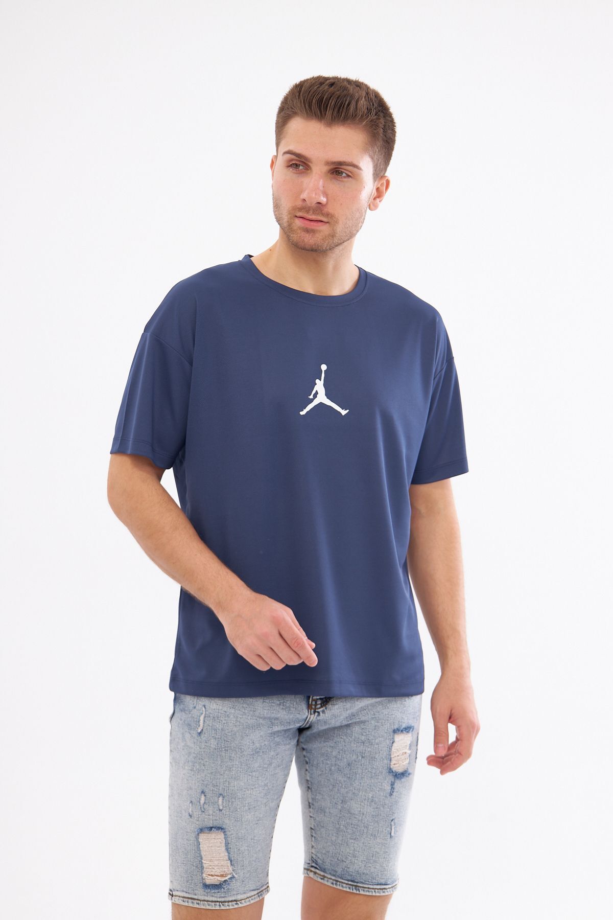 YÜKSEL IŞIK  Spor T-shirt Erkek Lacivert Renk Baskılı Yuvarlak Yaka - Görsel 3