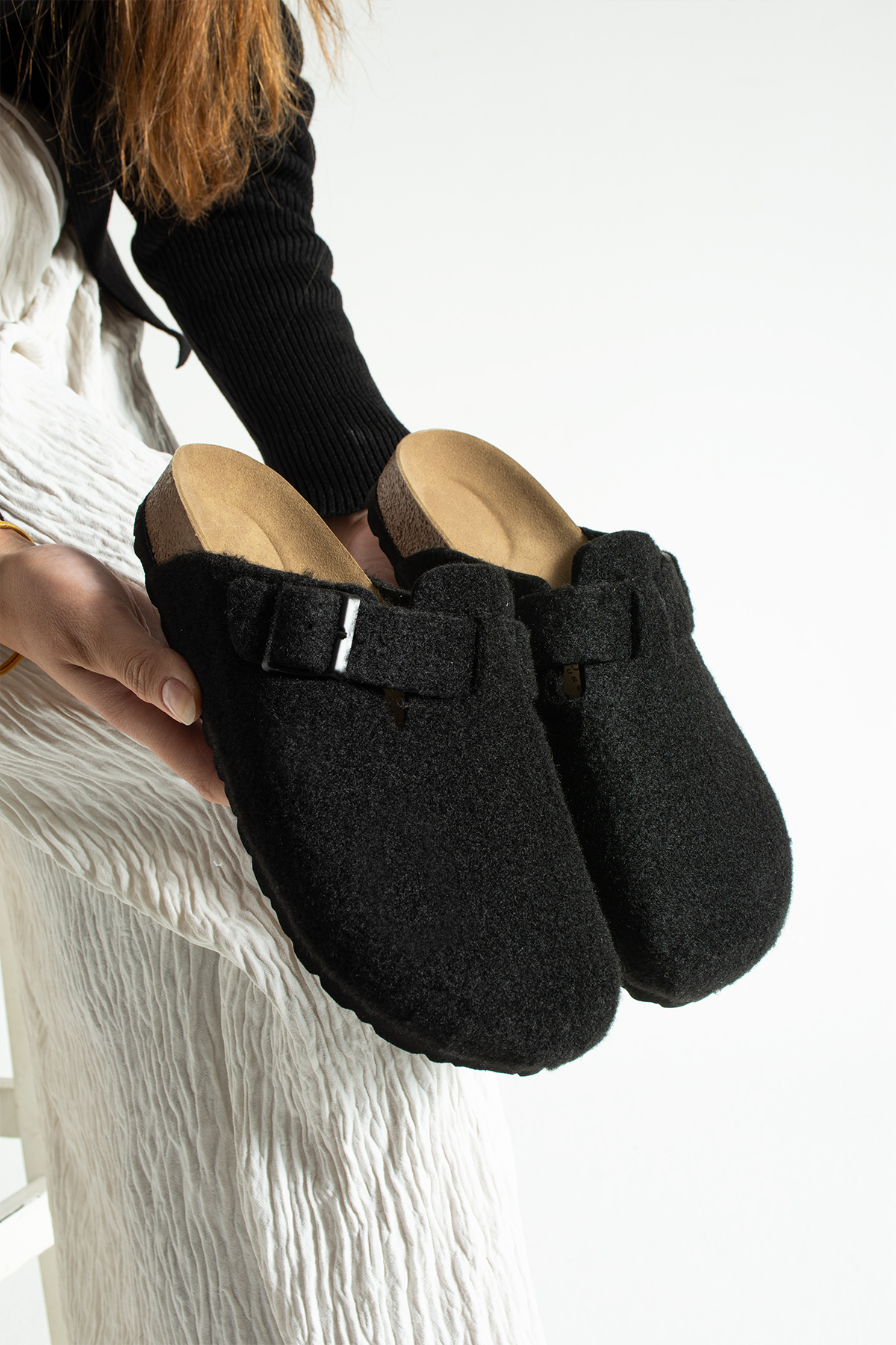 Women's Mushroom Sole Felt Comfort Model Winter Covered Felt Model Sabo Casual Casual Home Slippers