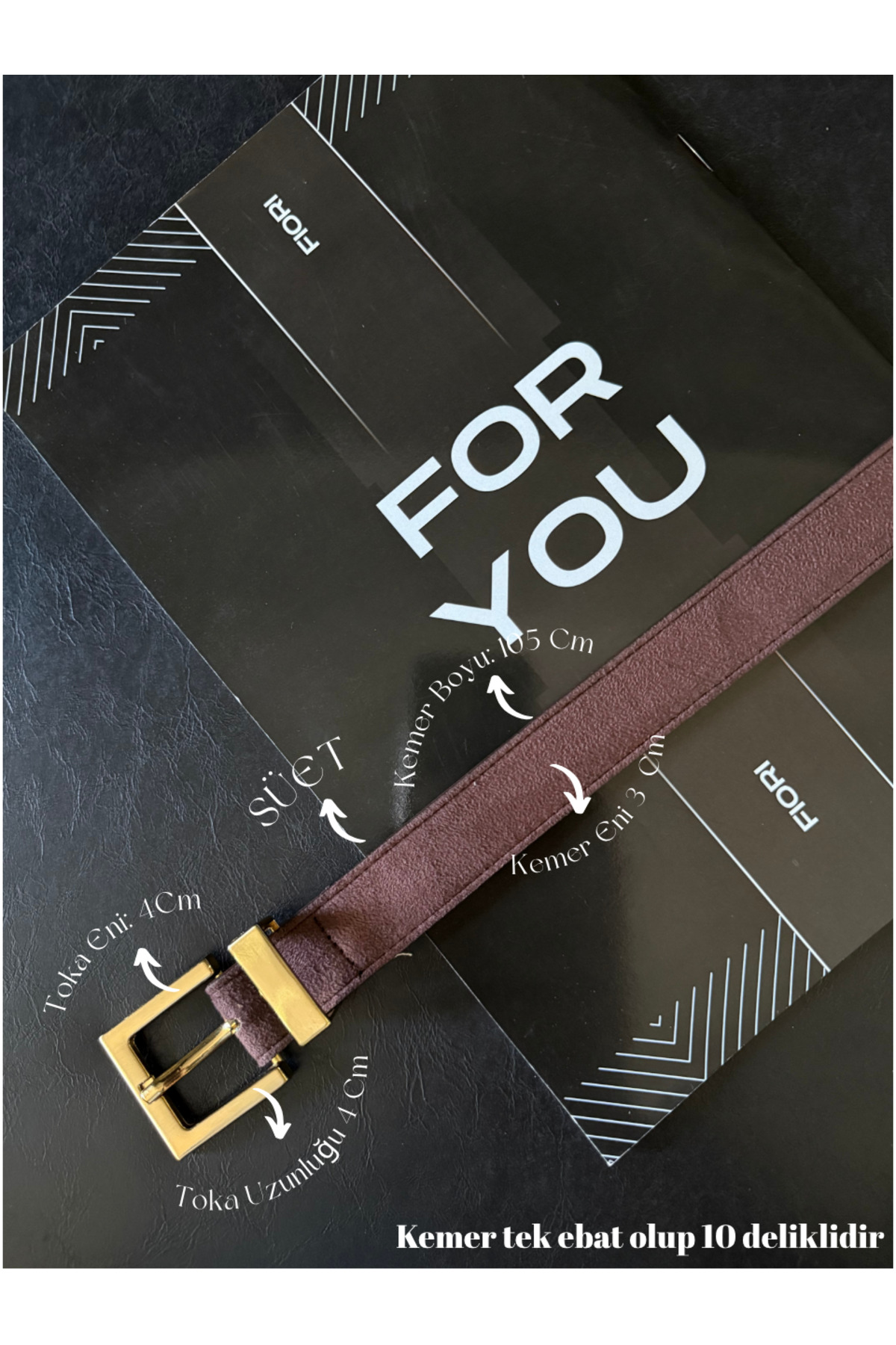 Fiori  Süet Kare Tokalı Köprülü Kadın Kemeri, Pantolon Kemeri, Ceket Kemeri, Elbise Kemeri - Görsel 3