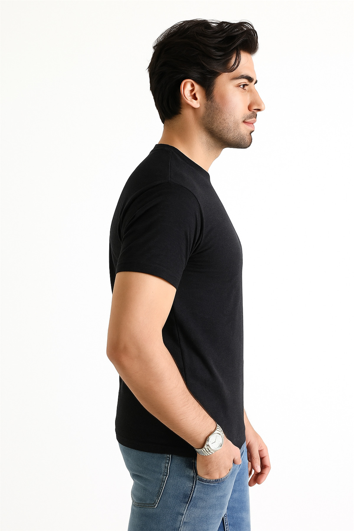 پکیج ۵ عددی تیشرت مردانه – آستین کوتاه یقه گرد فیت معمولی – آنتراسیت