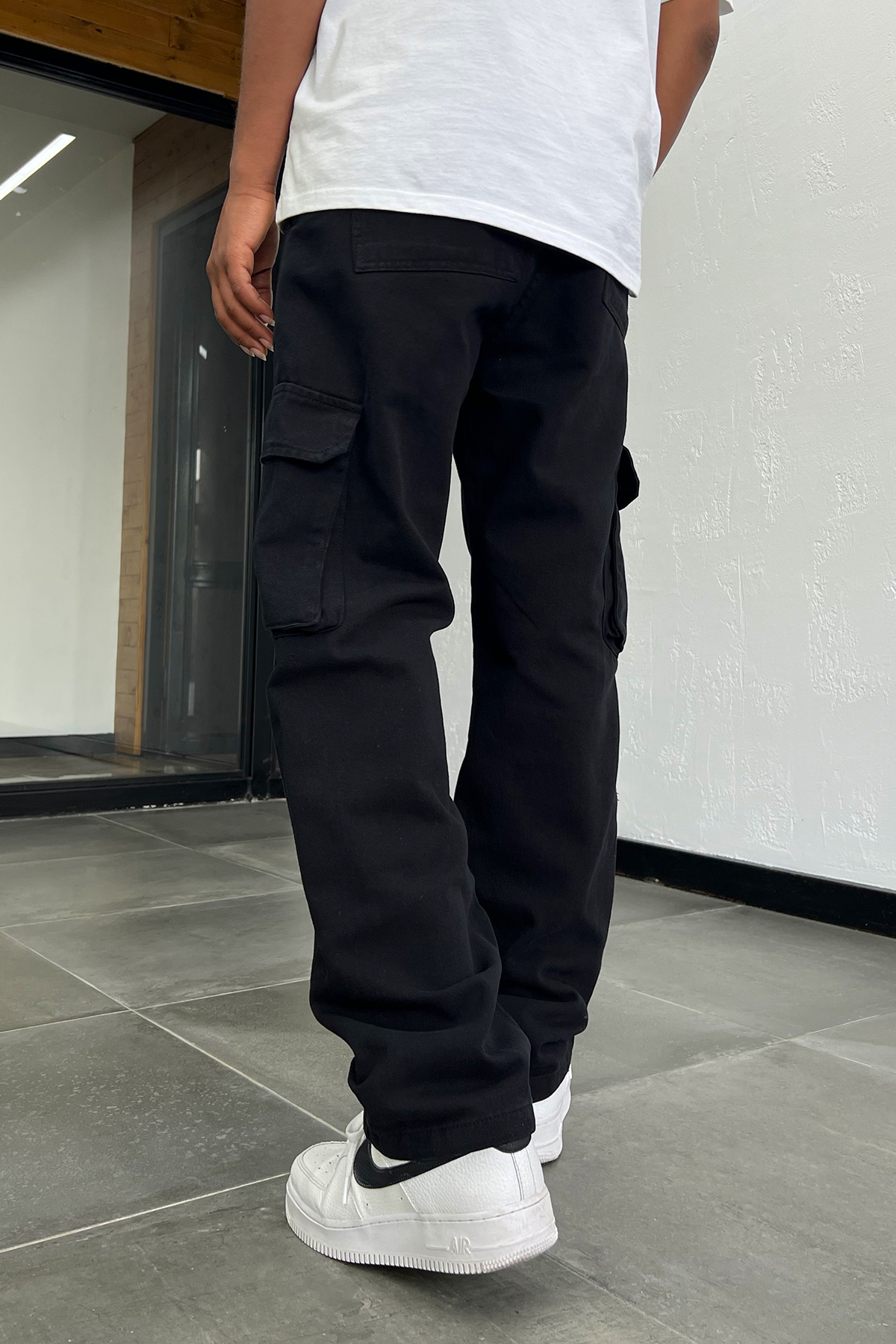 Erkek Siyah Baggy Kargo Pantolon Pamuklu Kumaş — مشکی DR7030 — تصویر 5 از 5