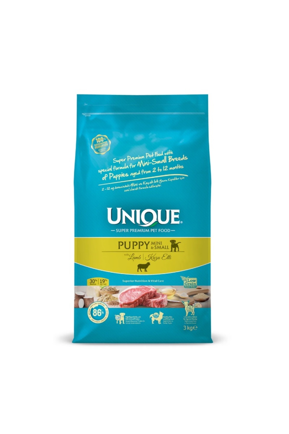 Unique Küçük Irk Yavrular Için Kuzu Etli Kuru Köpek Maması -3 Kg
