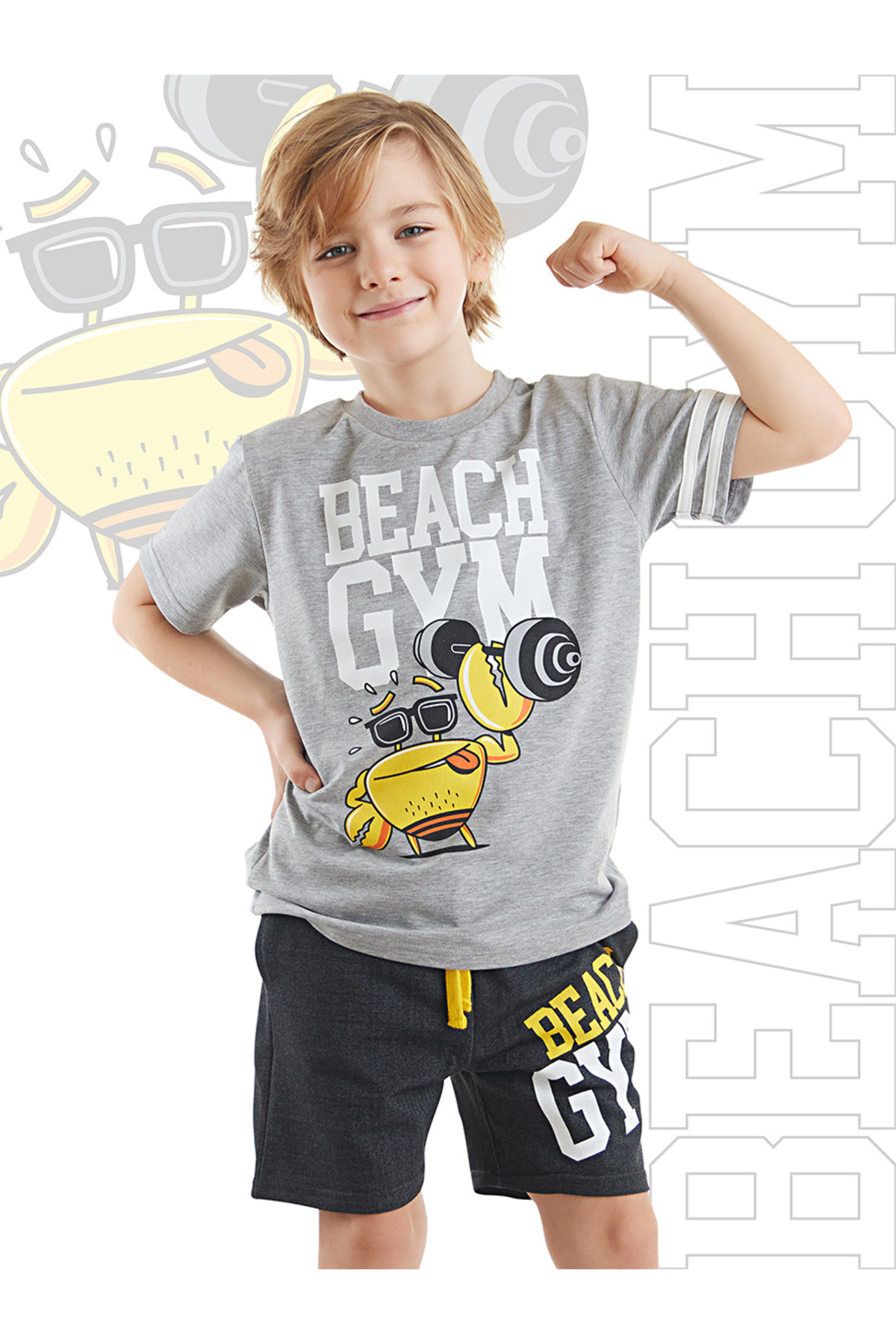 دنو کیدز ست شلوارک تی‌شرت پسرانه ساحلی جیم