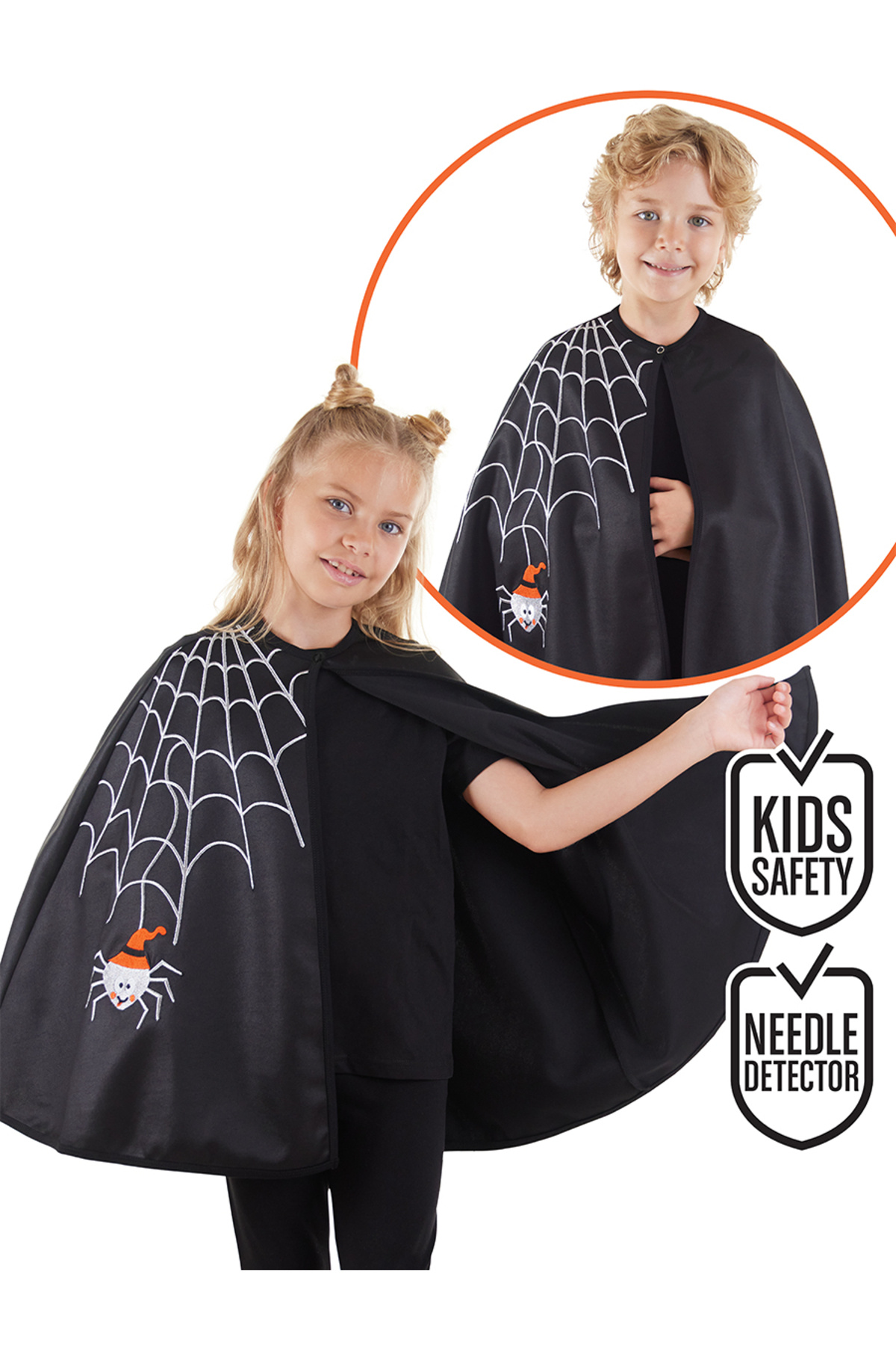 Denokids Halloween Cadılar Bayramı Kostümü Unisex Çocuk Siyah Pelerin
